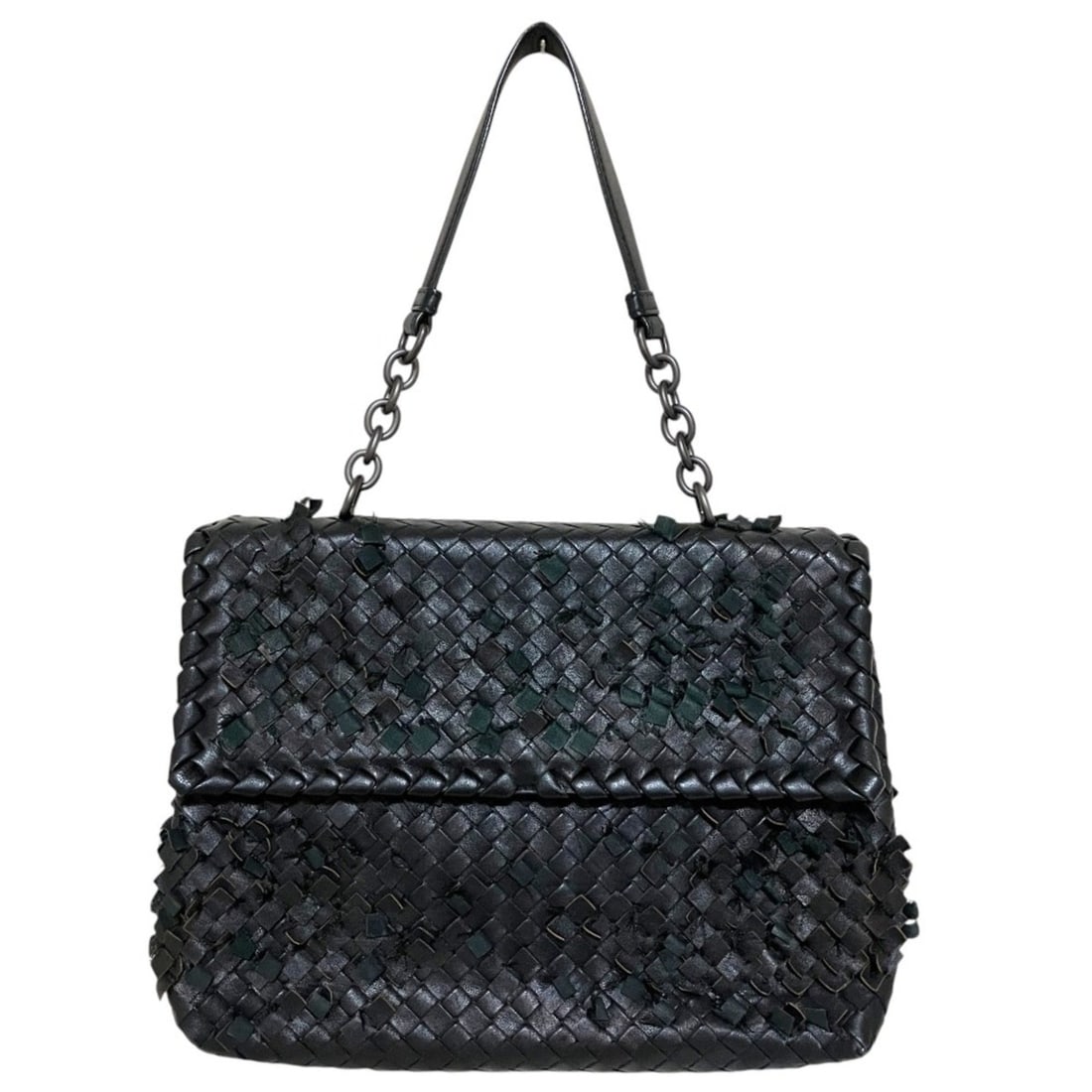 BOTTEGA VENETA Intrecciato Leather Chain Handle Olympia Handbag Shoulder Bag Black Women's: --- Catalog ---Category: SizeSize (HxWxD): 45cm x 29cm x 10cm / 17.71'' x 11.41'' x 3.93''Handle Length: 45cm / 17.71''Category: DesignType: Handbag, Shoulder bagColor: BlackGender: WomenMaterial: Lea