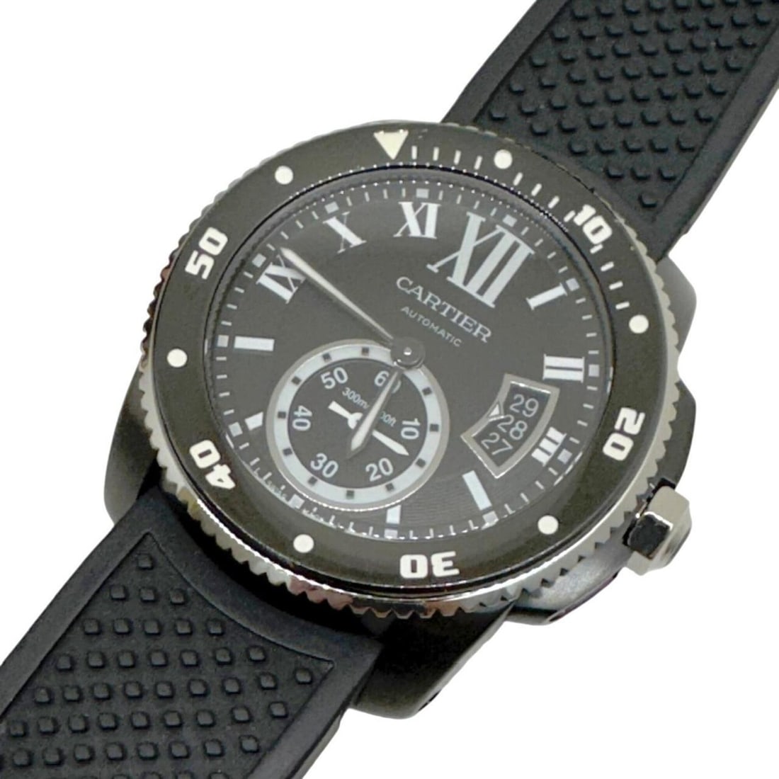 CARTIER Calibre de Cartier Carbon Diver Date WSCA0006 Watch, Stainless Steel, Rubber Strap,: --- Catalog ---Category: SizeWrist Size: 14cm - 20cm / 5.51'' - 7.87''Case Diameter: 41mm / 1.61''Category: DesignType: WristwatchGender: MenMaterial (Band): RubberMaterial (Case): Stainless steelCate