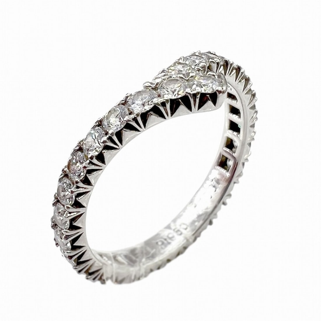 Harry Winston Ribbon Band Ring with Diamonds, PT950 Gold, Women's: --- Catalog ---Category: SizeJP Size: 8US Size: 4.5Category: DesignType: Band ringColor: PlatinumStone: DiamondGender: WomenMaterial: Platinum 950Category: GeneralBrand: Harry Winston--- Item List ---