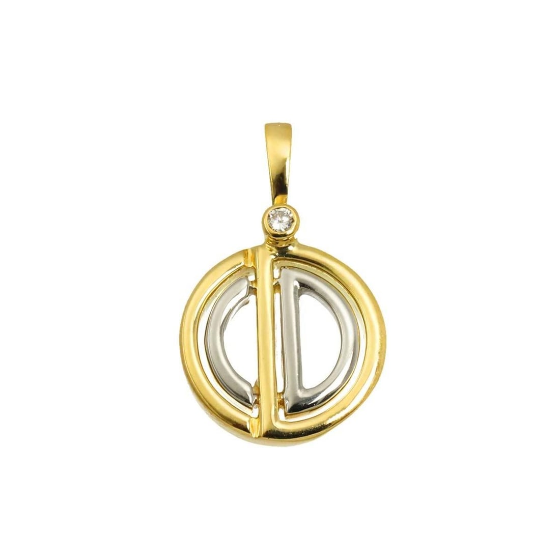 Christian Dior Diamond Pendant Top, 18K Yellow Gold (YG WG), 750 White Gold.: --- Catalog ---Category: SizePendant Size: 21.1mm x 13mm / 0.83'' x 0.51''Category: DesignGender: WomenMaterial: White gold (18K), Yellow gold (18K)Necklace Type: PendantCategory: GeneralBrand: Christ