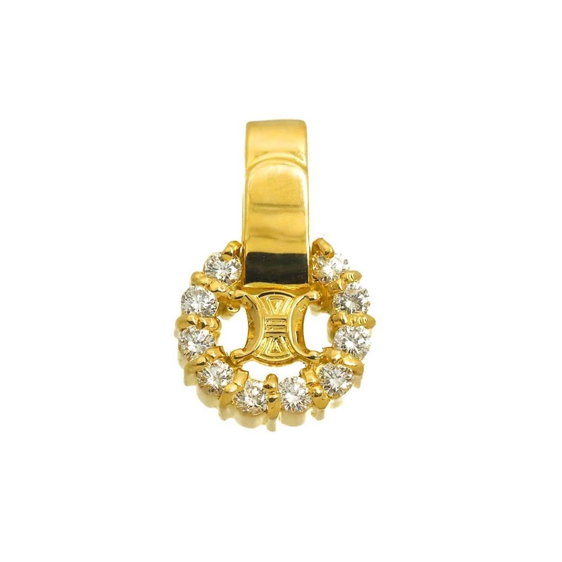 Celine Triomphe Diamond 0.16ct Pendant Top 18K YG Yellow Gold 750: --- Catalog ---Category: SizePendant Size: 13.8mm x 8.6mm / 0.54'' x 0.33''Category: DesignGender: WomenMaterial: Yellow gold (18K)Necklace Type: PendantCategory: GeneralBrand: Celine--- Item List ---
