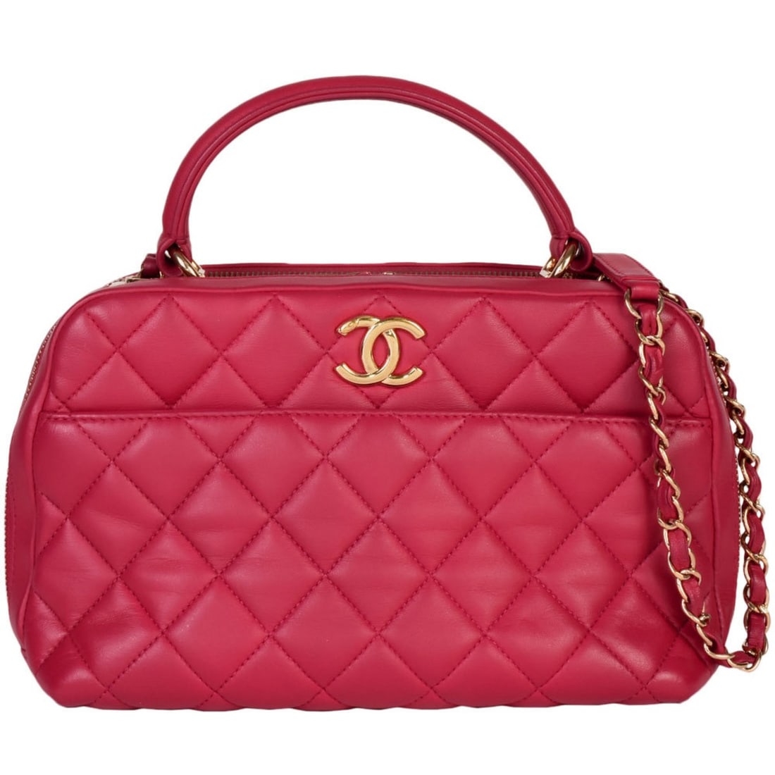 CHANEL Matelasse Coco Mark 2way Bowling Bag No. 23 (manufactured in 2016) Handbag Shoulder Lambskin (1 of 8)