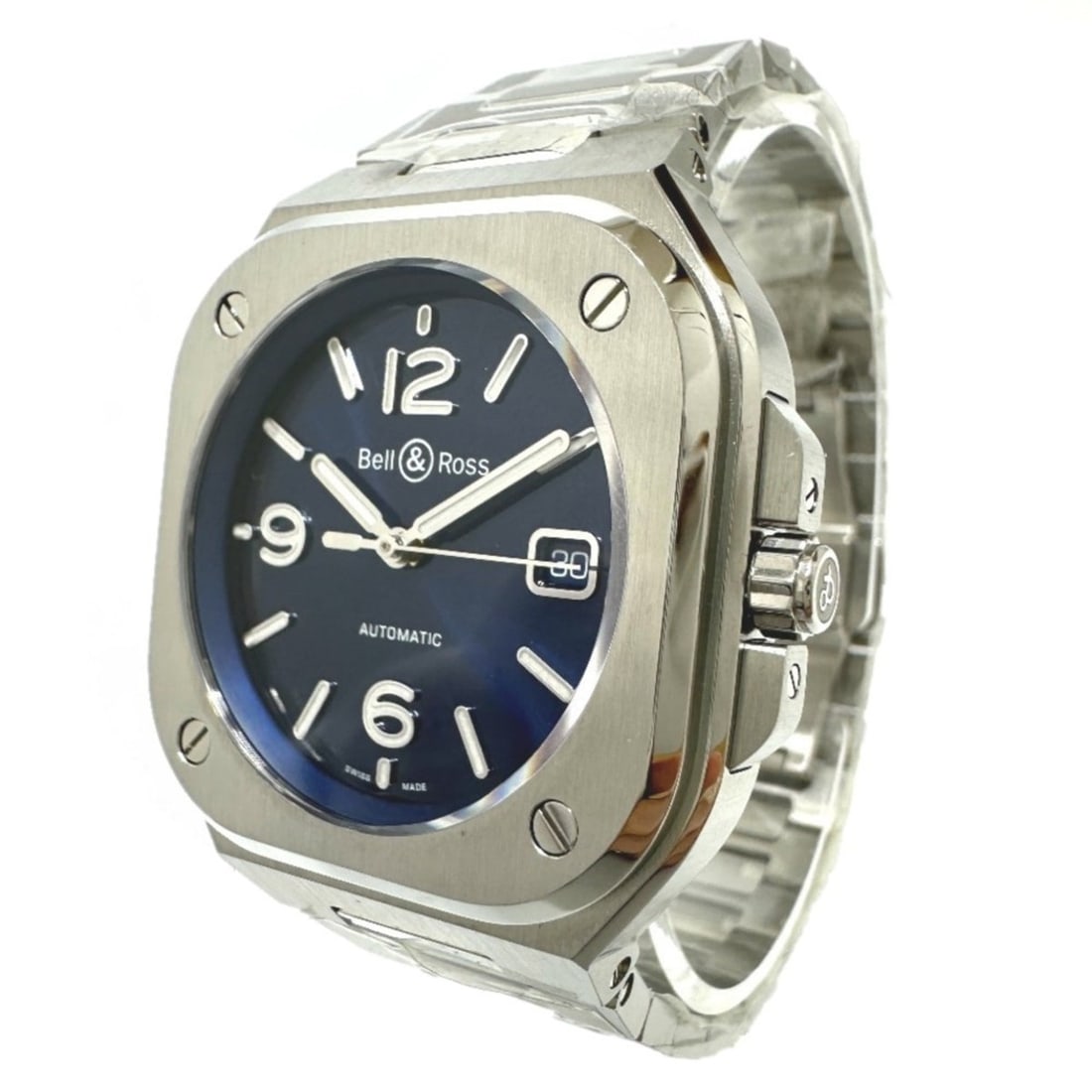 Bell & Ross BR05 Blue Steel Automatic Date Watch Stainless Men's Silver KS-231207-8: --- Catalog ---Category: SizeWrist Size: 19cm / 7.48''Case Diameter: 32mm / 1.26''Category: DesignType: WristwatchGender: MenColor (Dial): NavyMaterial (Band): Stainless steelMaterial (Case): Stainles