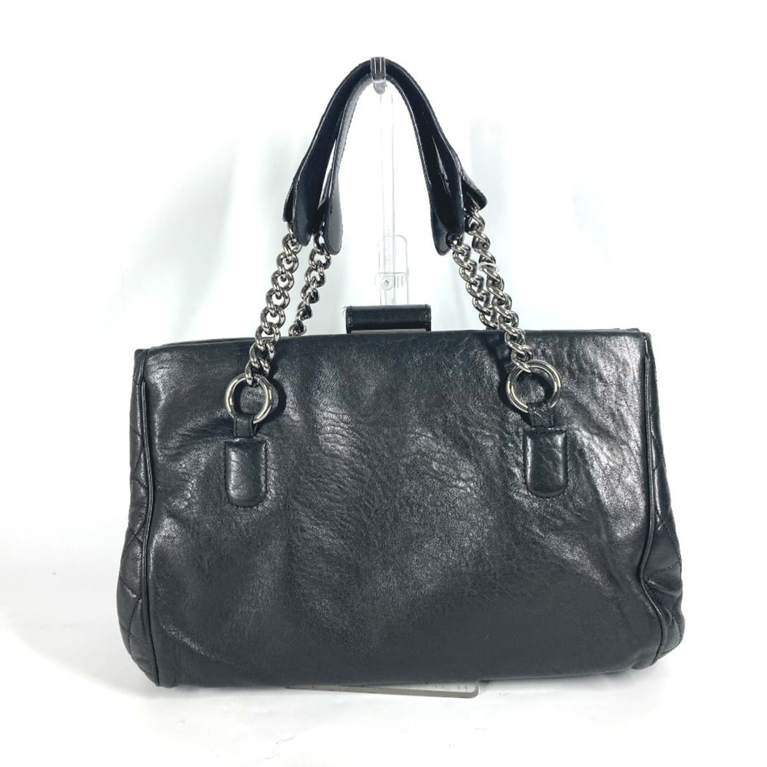 CHANEL CC Coco Mark W Chain Shoulder Bag Calf Leather Women's Black L-240704-13 (1 of 17)