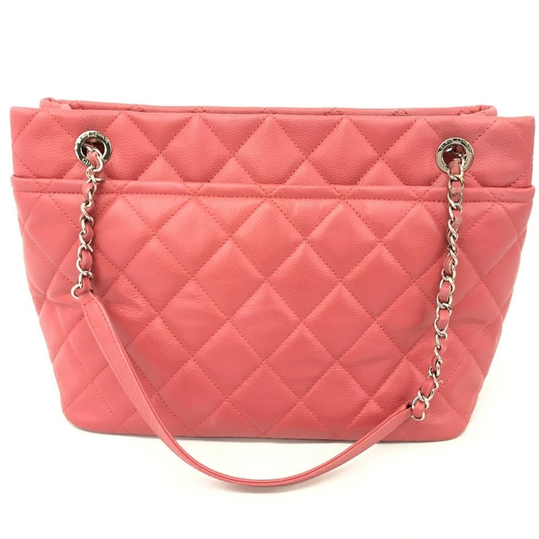 CHANEL A67921 CC Coco Mark Matelasse Chain Tote Bag Caviar Skin Women's Pink E-220302-8: --- Catalog ---Category: SizeSize (HxWxD): 25cm x 32cm x 16cm / 9.84'' x 12.59'' x 6.29''Category: DesignType: Tote bagColor: PinkGender: WomenMaterial: Caviar leather Category: GeneralBrand: Chanel--