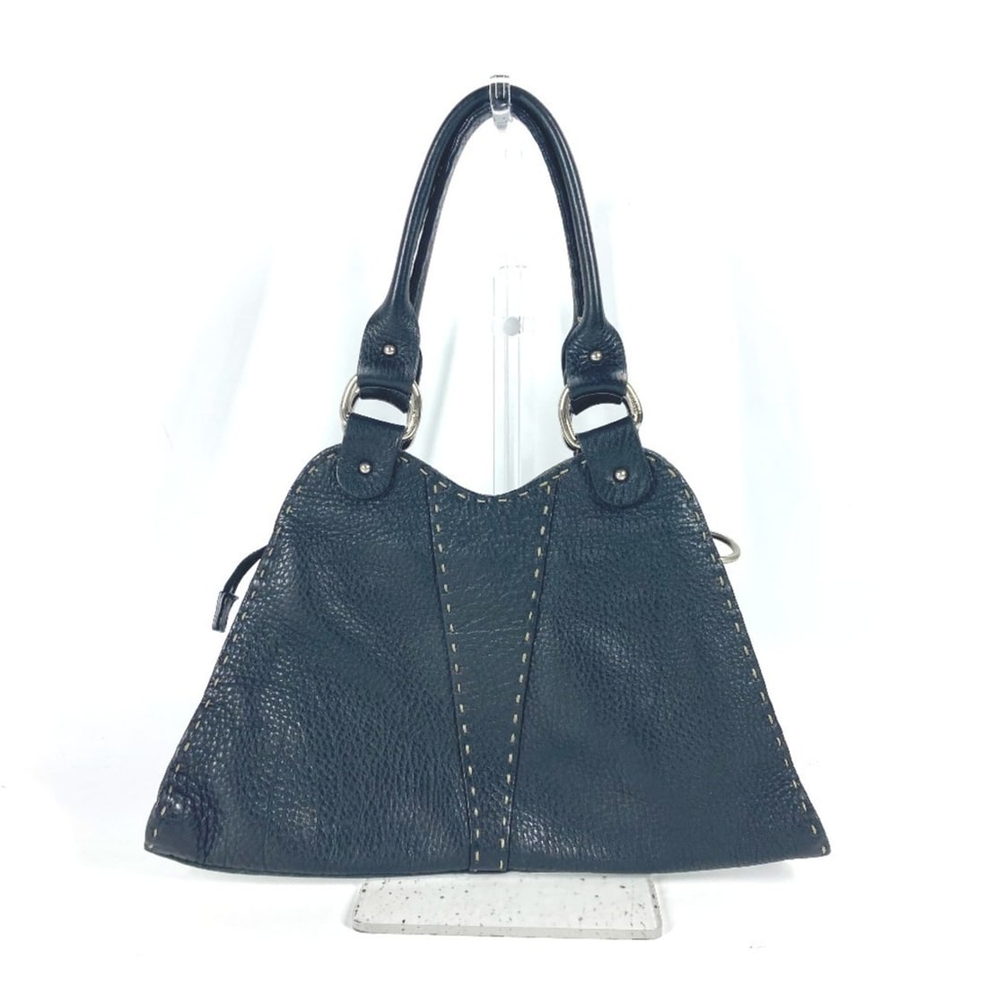 FENDI 8BR264 Selleria Handbag Leather Women's Black D-240605-10 (1 of 14)
