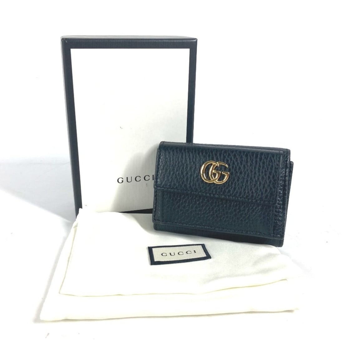 GUCCI 523277 GG Marmont Compact Wallet Tri-fold Leather Women's Black E-240628-15 (1 of 9)