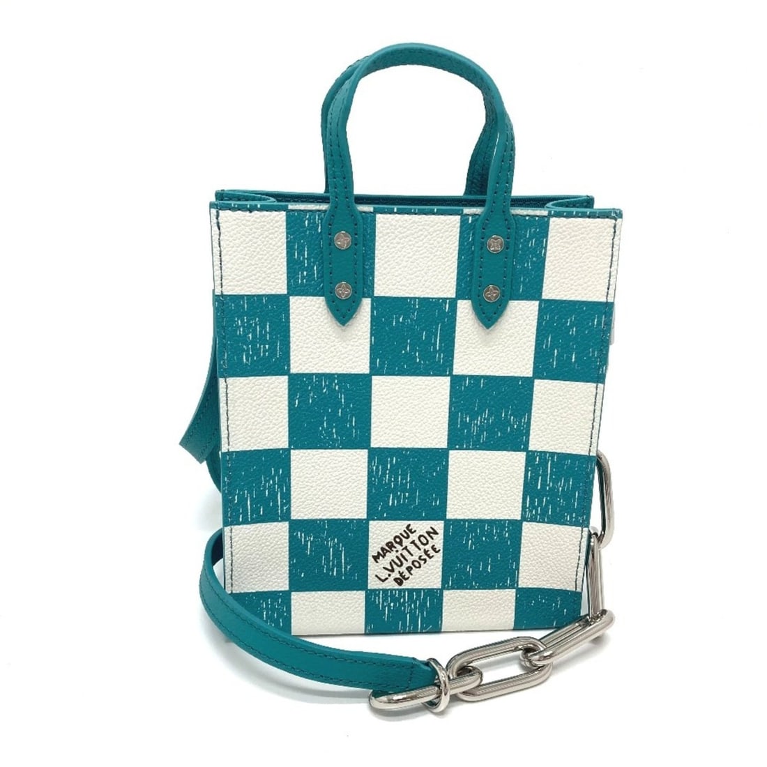 LOUIS VUITTON N60495 Damier Checkerboard Sac Plat XS Shoulder Bag Leather Women's Turquoise Blue: --- Catalog ---Category: SizeSize (HxWxD): 19cm x 16cm x 5.5cm / 7.48'' x 6.29'' x 2.16''Category: DesignType: Shoulder bagColor: BlueGender: WomenMaterial: Leather Category: GeneralBrand: Louis Vuitt
