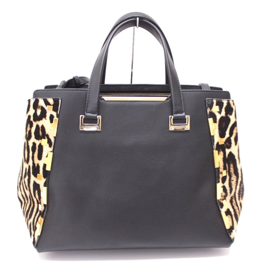 JIMMY CHOO Leopard handbag shoulder bag leather pony for women black: --- Catalog ---Category: SizeSize (HxWxD): 28.5cm x 34cm x 17cm / 11.22'' x 13.38'' x 6.69''Category: DesignType: Handbag, Shoulder bagColor: Black, BrownGender: WomenMaterial: Leather Leather/Fur Typ