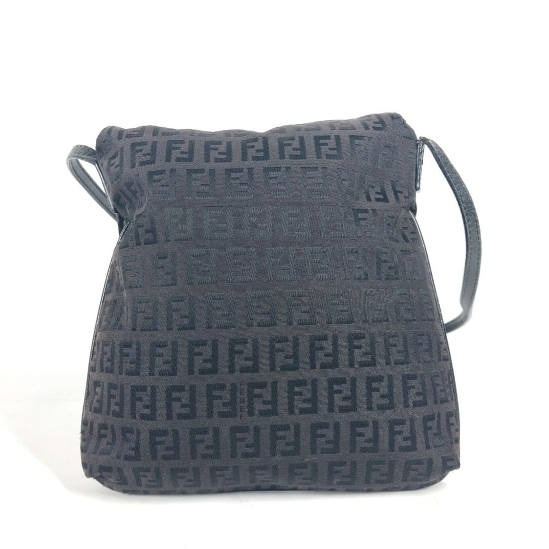FENDI Zucchino Flap Pochette Shoulder Bag Leather Canvas Women's Brown OT-240917-30 (1 of 11)