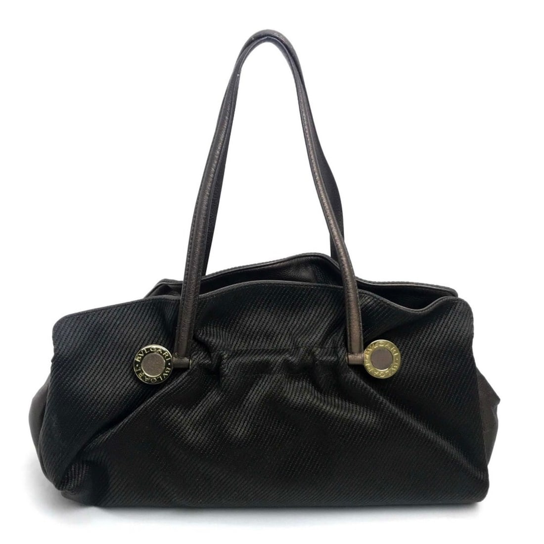 BVLGARI Twist Shoulder Bag Tote Canvas Leather Women's Dark Brown: --- Catalog ---Category: SizeSize (HxWxD): 26.5cm x 44cm x 10cm / 10.43'' x 17.32'' x 3.93''Handle Length: 60cm / 23.62''Category: DesignType: Shoulder bag, Tote bagColor: Dark brownGender: WomenMater
