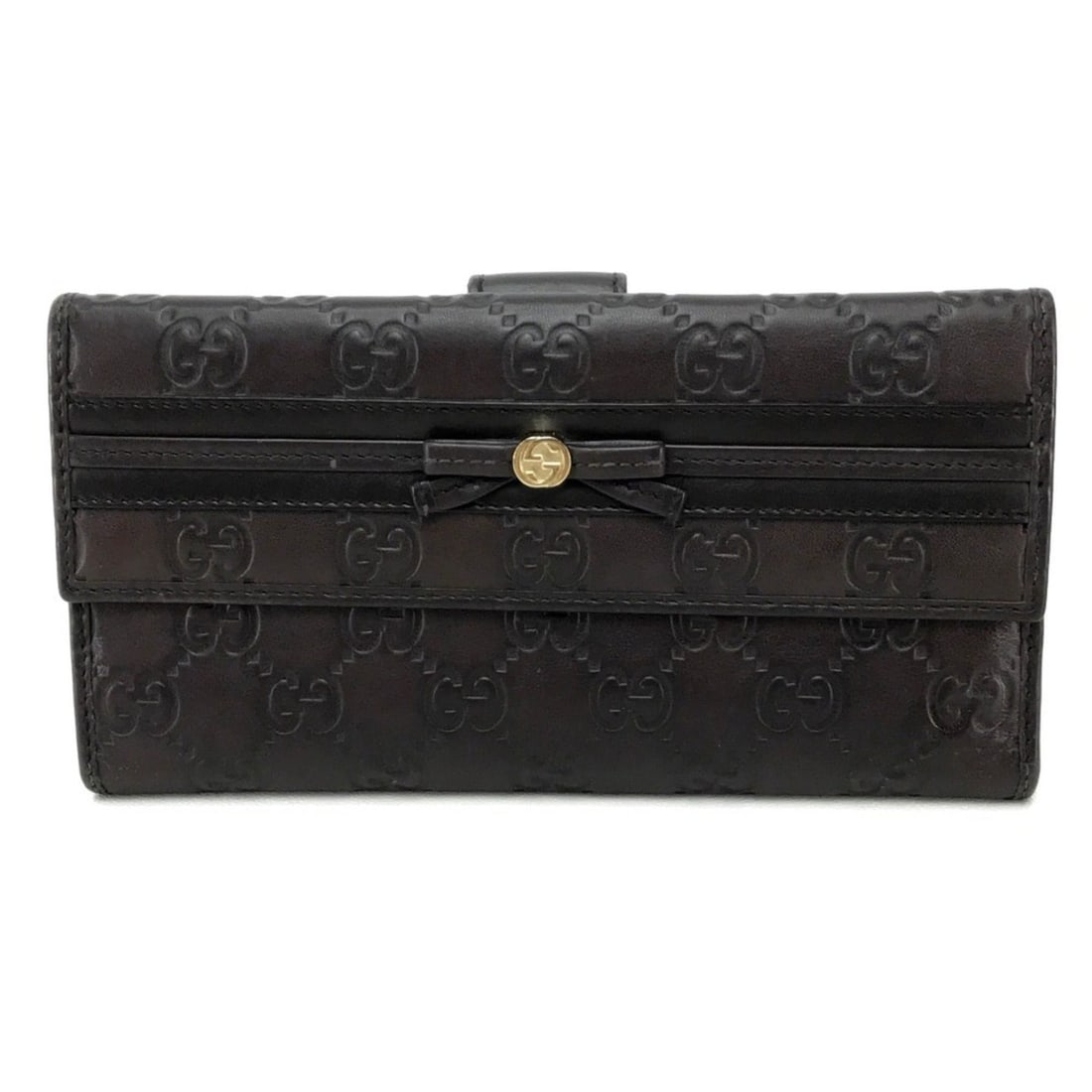 GUCCI 256933 Double Tri-fold Wallet MAYFAIR Guccissima Long Shima Leather Dark Brown Women's: --- Catalog ---Category: SizeSize (HxWxD): 10cm x 19cm / 3.93'' x 7.48''Category: DesignType: Wallet (tri-fold)Color: Dark brownGender: WomenMaterial: Leather Category: GeneralBrand: Gucci--- Item Lis