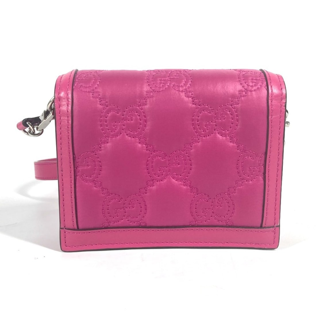 GUCCI 723777 GG Matelasse Quilted Pochette Shoulder Bag Leather Nylon Women's Pink G-240825-25: --- Catalog ---Category: SizeSize (HxWxD): 10.5cm x 12.5cm / 4.13'' x 4.92''Category: DesignType: Pochette, Shoulder bagColor: PinkGender: WomenMaterial: Leather , Nylon Category: GeneralBrand: Gucci-