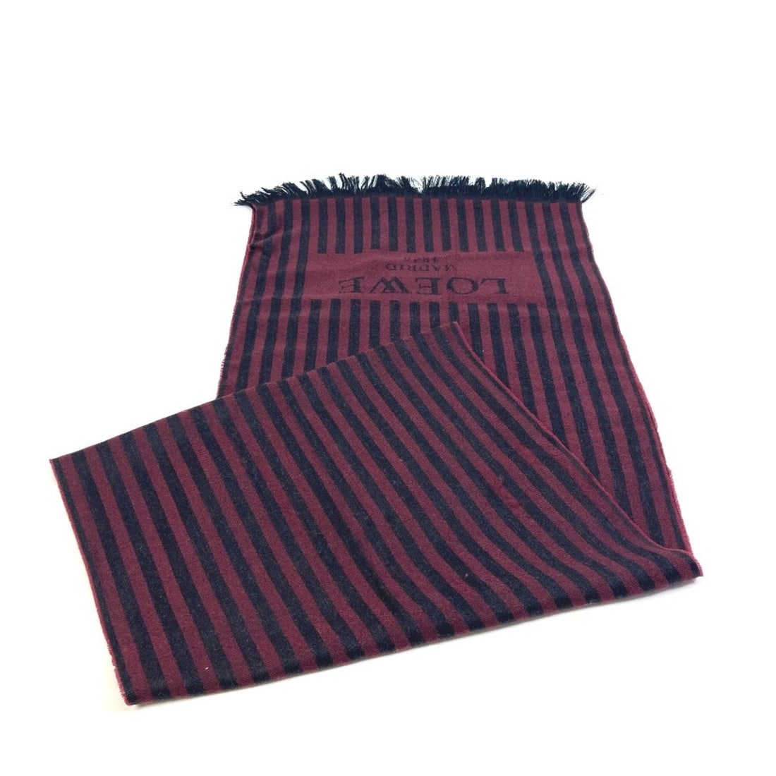 LOEWE Striped Wool Stole for Men, Wine Red x Black, G-230210-11: --- Catalog ---Category: SizeSize (LxW): 1.86m x 40cm / 73.22'' x 15.74''Category: DesignType: StoleColor: Black, Red colorGender: Men,WomenMaterial: Wool Category: GeneralBrand: Loewe--- Item List --