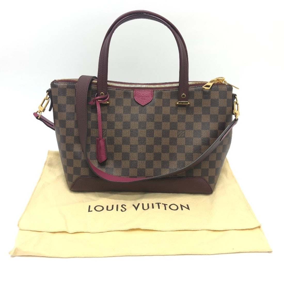 LOUIS VUITTON N41015 Damier Hyde Park Shoulder Bag Tote Handbag Canvas Women's x Fuchsia Brown Pink: --- Catalog ---Category: SizeSize (HxWxD): 22cm x 31cm x 13cm / 8.66'' x 12.2'' x 5.11''Category: DesignType: Handbag, Shoulder bag, Tote bagColor: Brown, Damier Canvas, FuchsiaGender: WomenMaterial: 