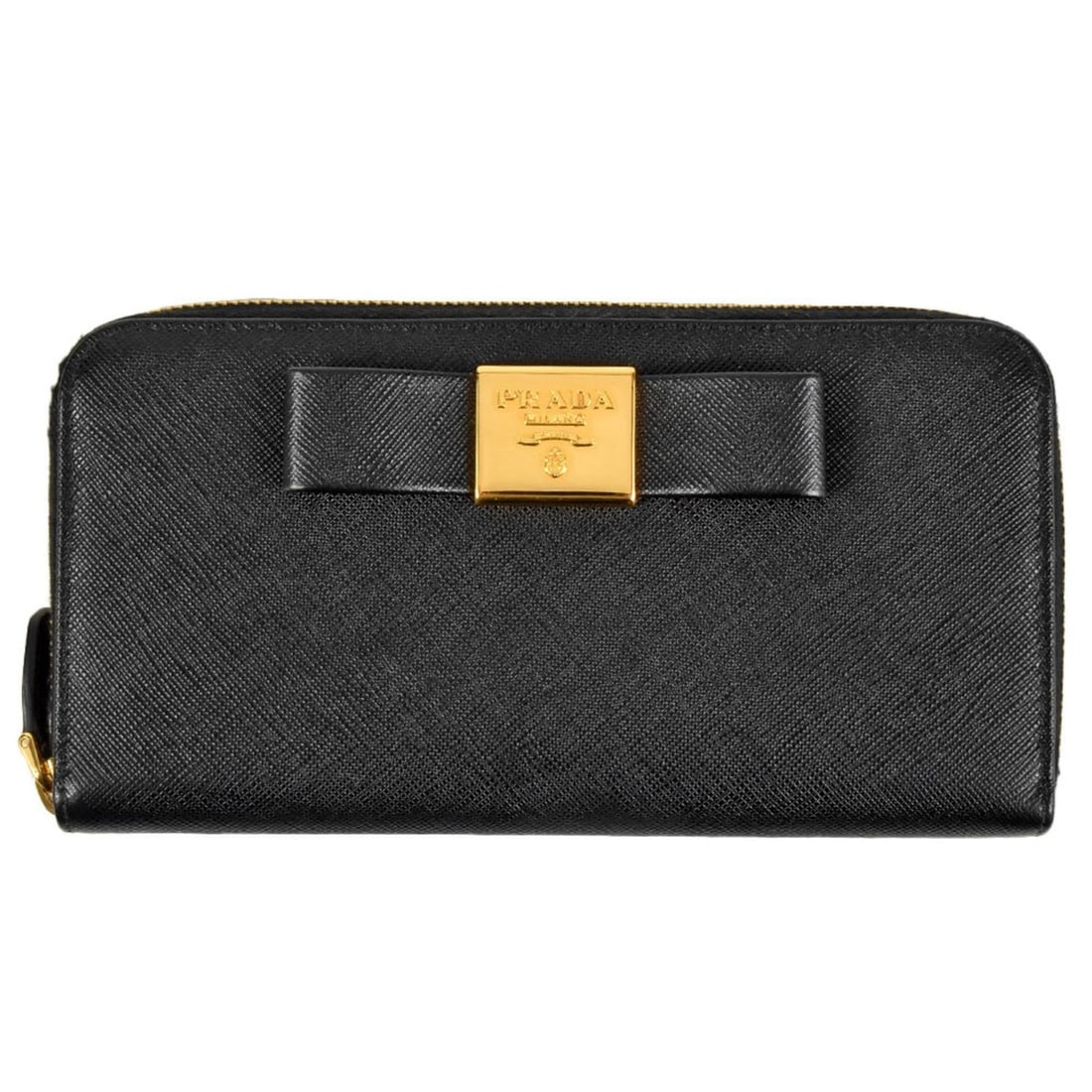 PRADA Ribbon Round Saffiano 1M0506 Black Women's: --- Catalog ---Category: SizeSize (HxWxD): 10.5cm x 20cm x 2.5cm / 4.13'' x 7.87'' x 0.98''Category: DesignType: Long wallet (bi-fold)Color: BlackGender: WomenMaterial: Saffiano Category: GeneralBrand