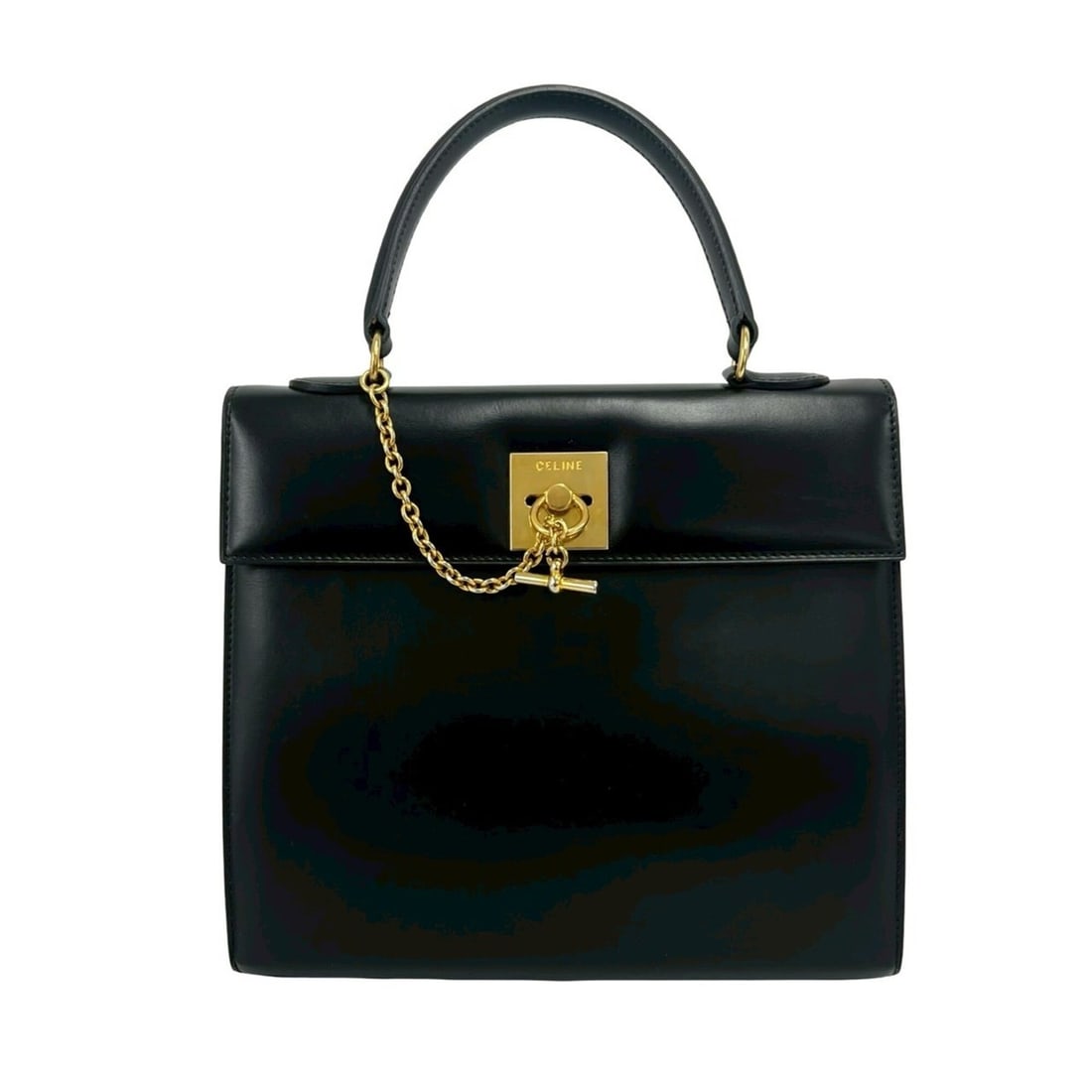 CELINE Vintage Logo Ring Hardware Calf Leather Handbag Tote Bag Black 25720: --- Catalog ---Category: SizeSize (HxWxD): 24.5cm x 27.5cm x 11cm / 9.64'' x 10.82'' x 4.33''Category: DesignType: Handbag, Tote bagColor: BlackGender: WomenMaterial: Leather Category: GeneralBrand: C