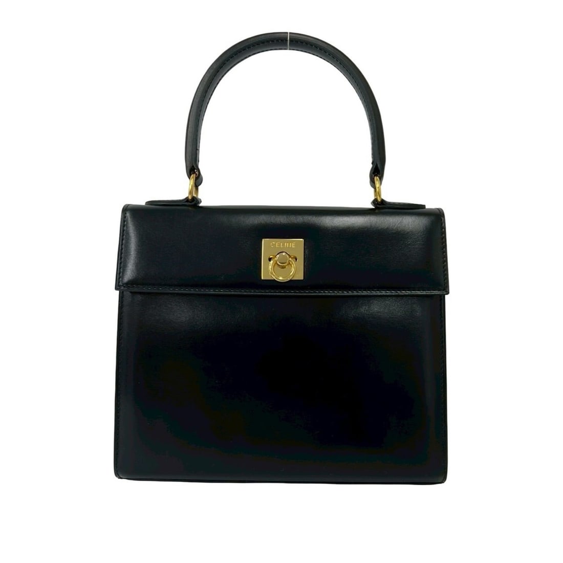 CELINE Vintage Logo Ring Hardware Calf Leather Handbag Tote Bag Black 94946: --- Catalog ---Category: SizeSize (HxWxD): 20cm x 24cm x 10cm / 7.87'' x 9.44'' x 3.93''Category: DesignType: Handbag, Tote bagColor: BlackGender: WomenMaterial: Leather Category: GeneralBrand: Celine