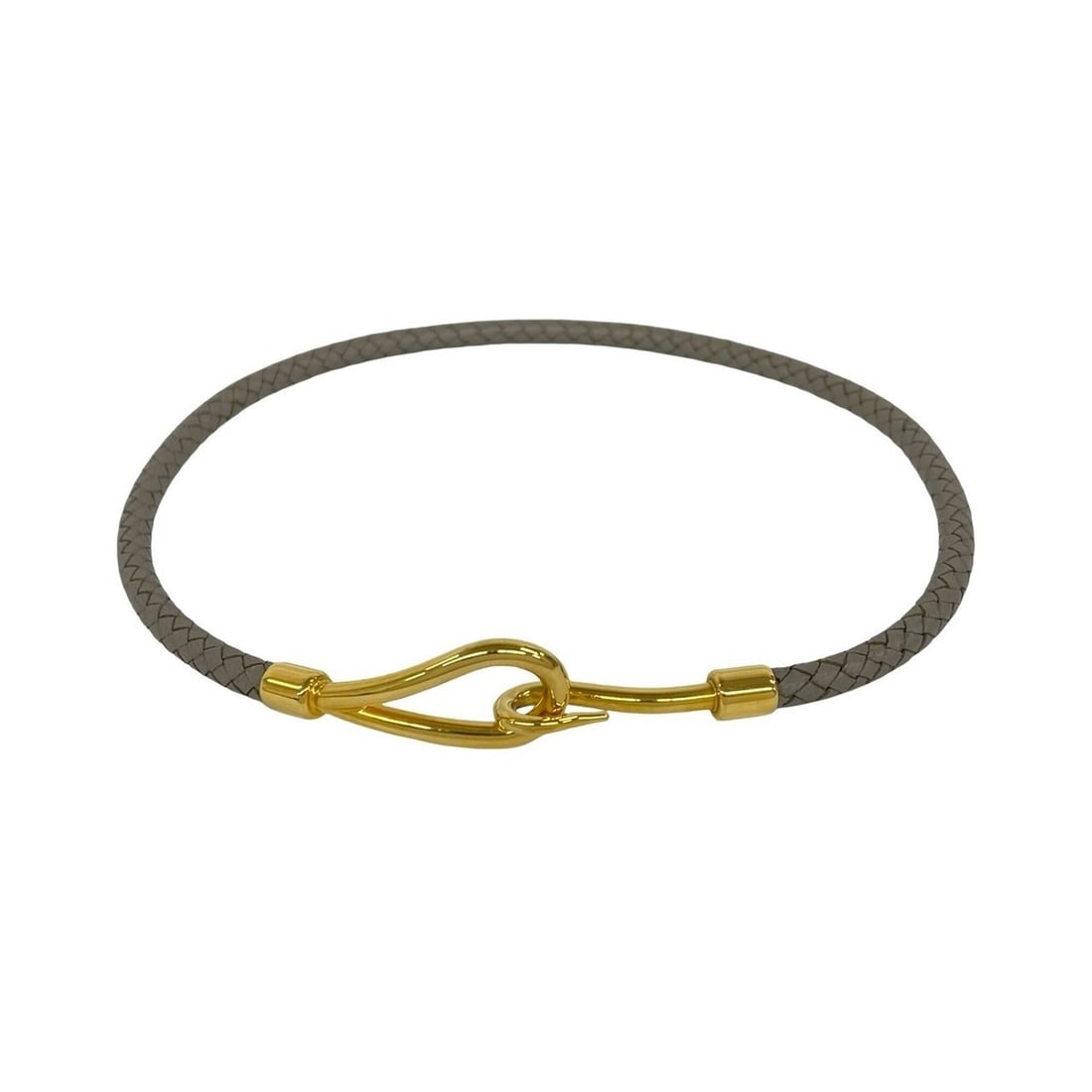HERMES Jumbo Choker Leather GP Necklace Accessory for Men and Women, Gray Gold 40196 (1 of 6)