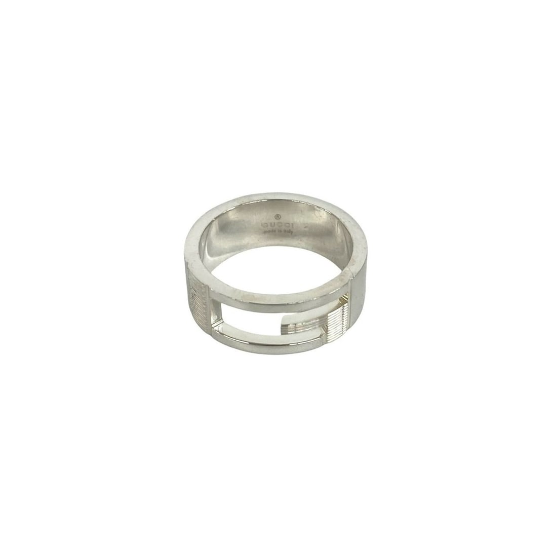 GUCCI G Logo Motif Sterling Silver 925 Ring, Men's Accessory, Silver, Item Number 23059: --- Catalog ---Category: SizeJP Size: 19.5US Size: 9.5Category: DesignType: Band ringColor: SilverGender: MenMaterial: Silver 925Category: GeneralBrand: Gucci--- Item List ---Section: ConditionRanking