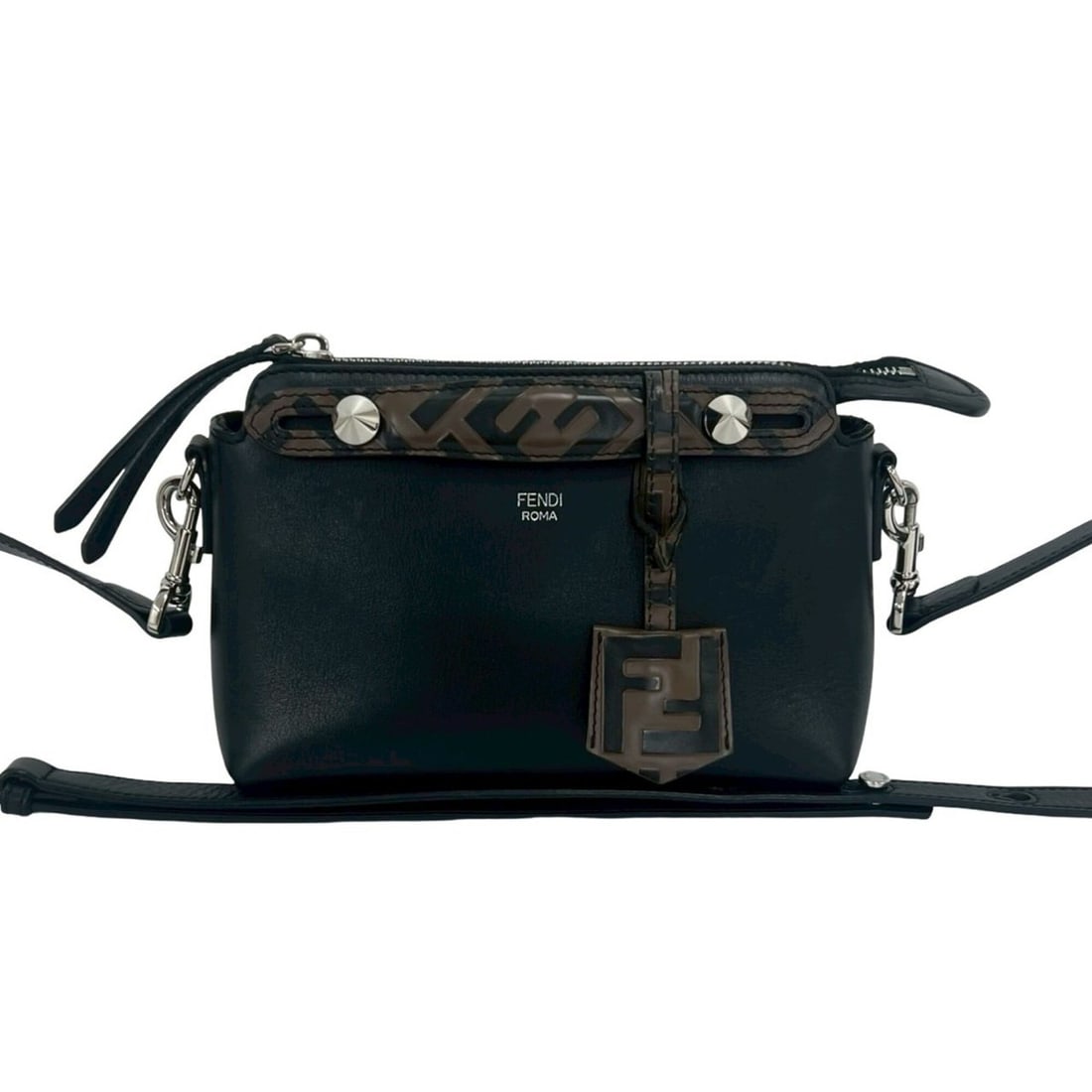 FENDI By The Way Small Zucca FF Pattern Leather 2-way Handbag/Shoulder Bag Black 16804: --- Catalog ---Category: SizeSize (HxWxD): 13.5cm x 20cm x 9cm / 5.31'' x 7.87'' x 3.54''Category: DesignType: Handbag, Shoulder bagColor: Black, BrownGender: WomenMaterial: Leather Category: GeneralB