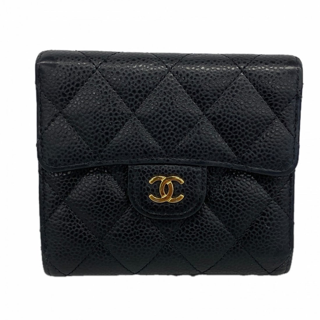 Chanel Tri-fold Wallet, Matelassé Caviar Leather, Black, Women's: --- Catalog ---Category: SizeSize (HxWxD): 10cm x 11.5cm x 2cm / 3.93'' x 4.52'' x 0.78''Category: DesignType: Wallet (tri-fold)Color: BlackGender: WomenMaterial: Grained Calfskin Category: GeneralBra