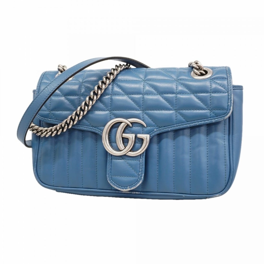 Gucci GG Marmont Shoulder Bag 443497 Leather Blue Women's: --- Catalog ---Category: SizeSize (HxWxD): 16.5cm x 25cm x 6.5cm / 6.49'' x 9.84'' x 2.55''Category: DesignType: Shoulder bagColor: BlueGender: WomenMaterial: Leather Hardware Color: SilverCategory: G