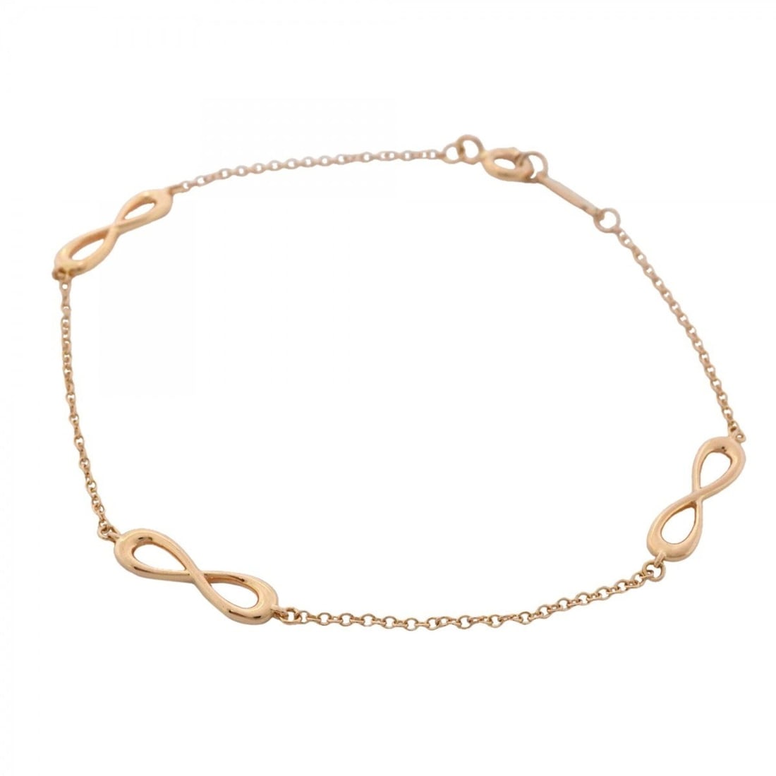 Tiffany & Co. Infinity Bracelet, 18K Pink Gold, Women's: --- Catalog ---Category: SizeLength: 17.5cm / 6.88''Category: DesignType: Charm braceletGender: WomenMaterial: Pink gold (18K)Category: GeneralBrand: Tiffany--- Item List ---Section: ConditionRanking: