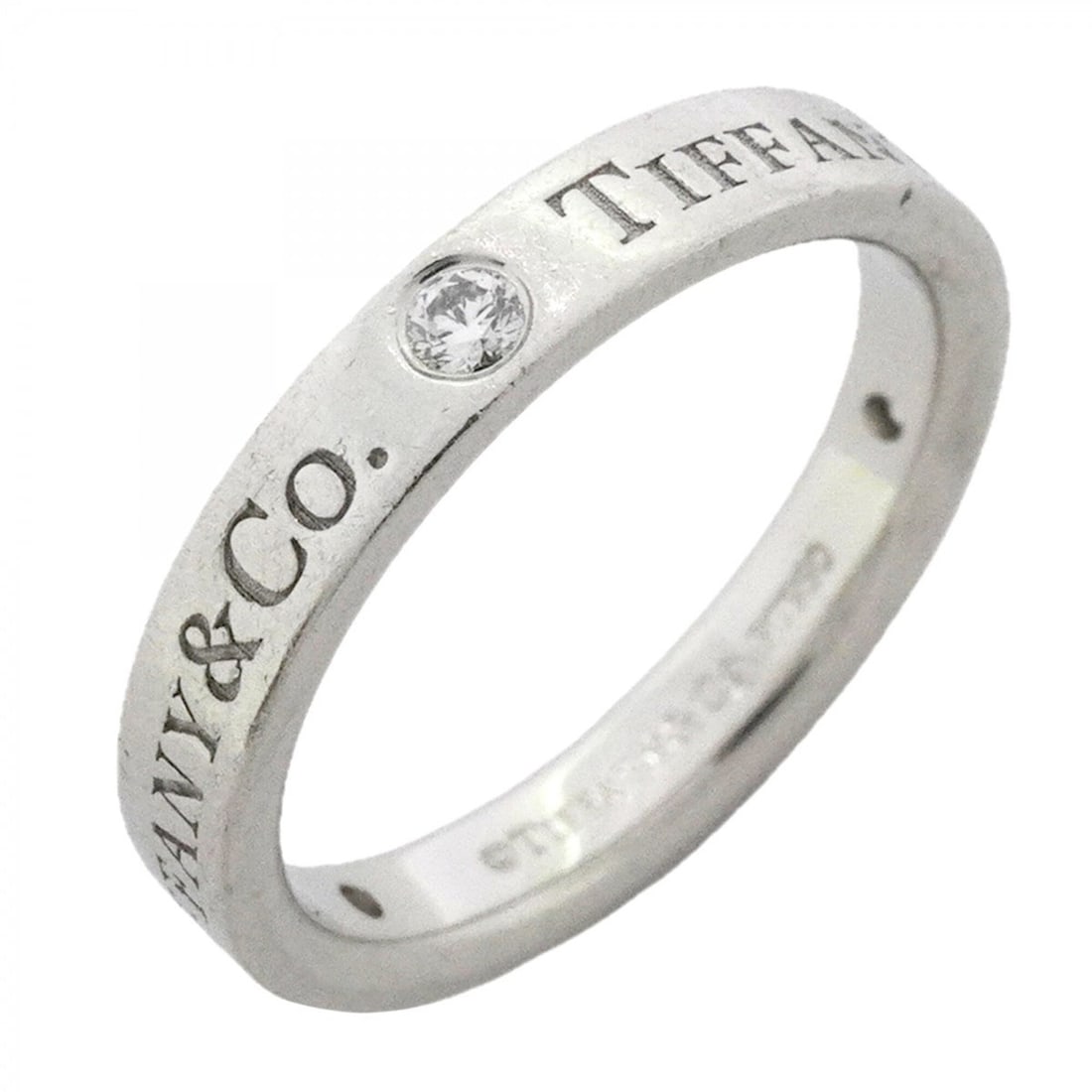 Tiffany & Co. Flat Band Ring, 3PD (Pt950) Platinum, Diamond, Size 7.5, Women's: --- Catalog ---Category: SizeJP Size: 7.5US Size: 4Category: DesignType: Band ringStone: DiamondGender: WomenMaterial: Platinum 950Category: GeneralBrand: Tiffany--- Item List ---Section: ConditionRan