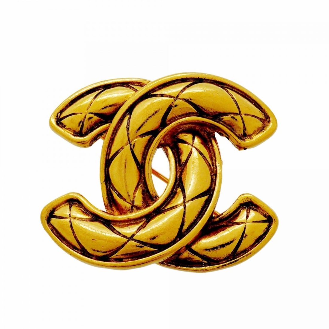 Chanel brooch, Coco Mark, Matelassé, GP plated, gold, women's.: --- Catalog ---Category: SizeSize (HxWxD): 3.42cm x 3.91cm / 1.34'' x 1.53''Category: DesignType: BroochColor: GoldGender: WomenMaterial: Gold platingCategory: GeneralBrand: Chanel--- Item List ---Sec