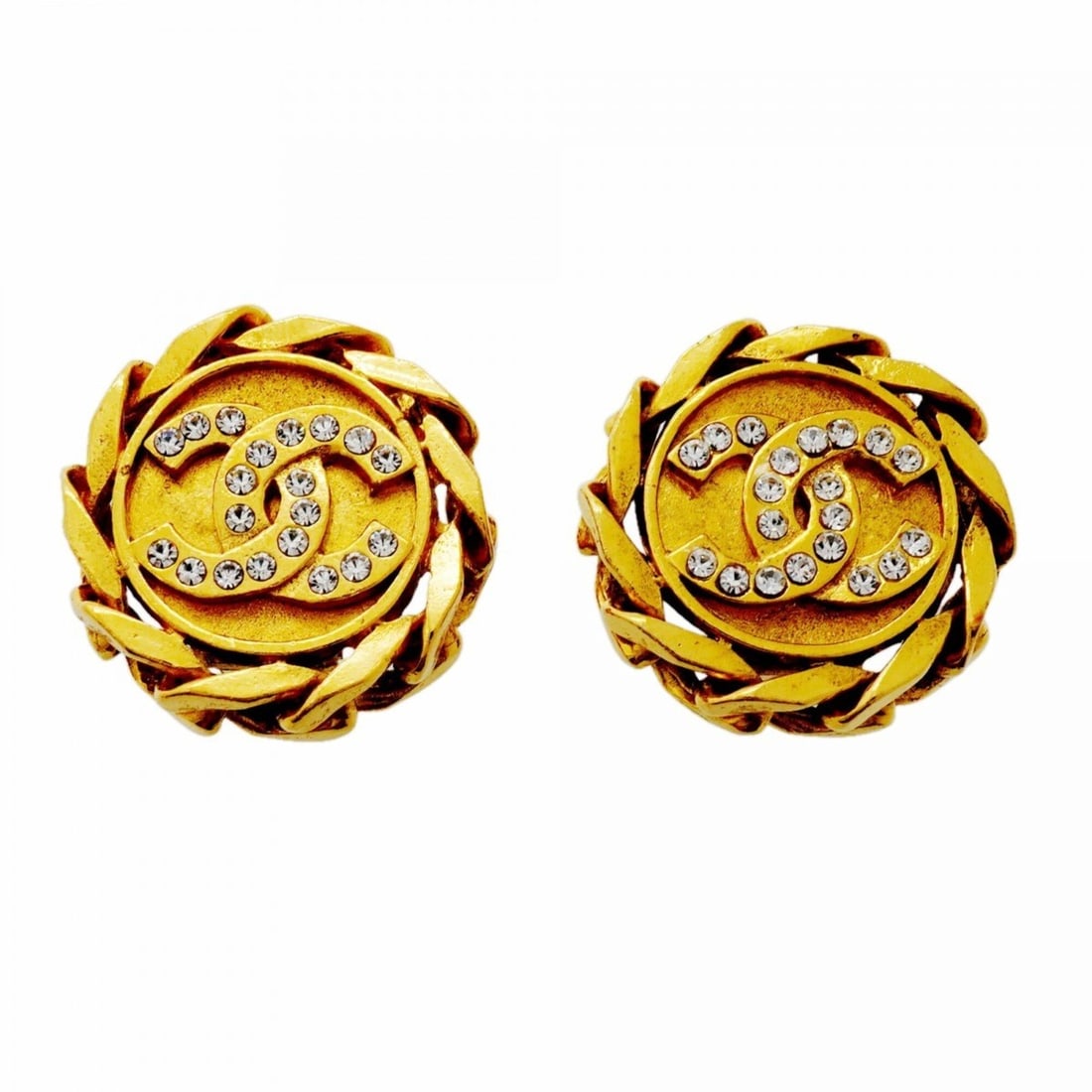 Chanel Earrings, Coco Mark, GP Plated, Rhinestone, Gold, Women's: --- Catalog ---Category: SizeSize (HxWxD): 30.00mm x 29.40mm / 1.18'' x 1.16''Category: DesignType: Clip earringsColor: GoldGender: WomenMaterial: Gold plating, RhinestoneCategory: GeneralBrand: Chane