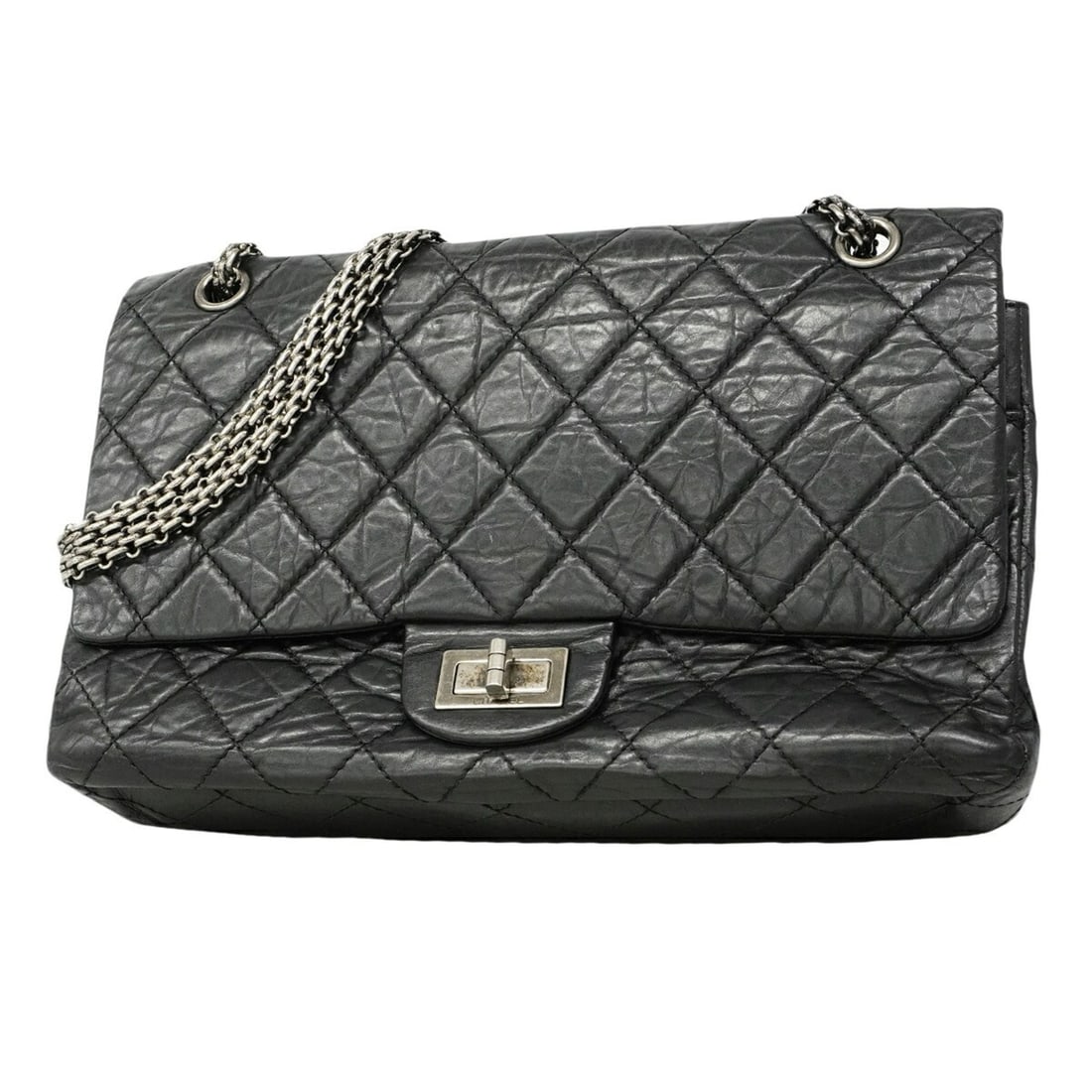 Chanel Shoulder Bag 2.55 Matelassé Double Flap Chain Leather Black Women's: --- Catalog ---Category: SizeSize (HxWxD): 21cm x 31.5cm x 9.5cm / 8.26'' x 12.4'' x 3.74''Category: DesignType: Shoulder bagColor: BlackGender: WomenMaterial: Leather Hardware Color: SilverCategory: 