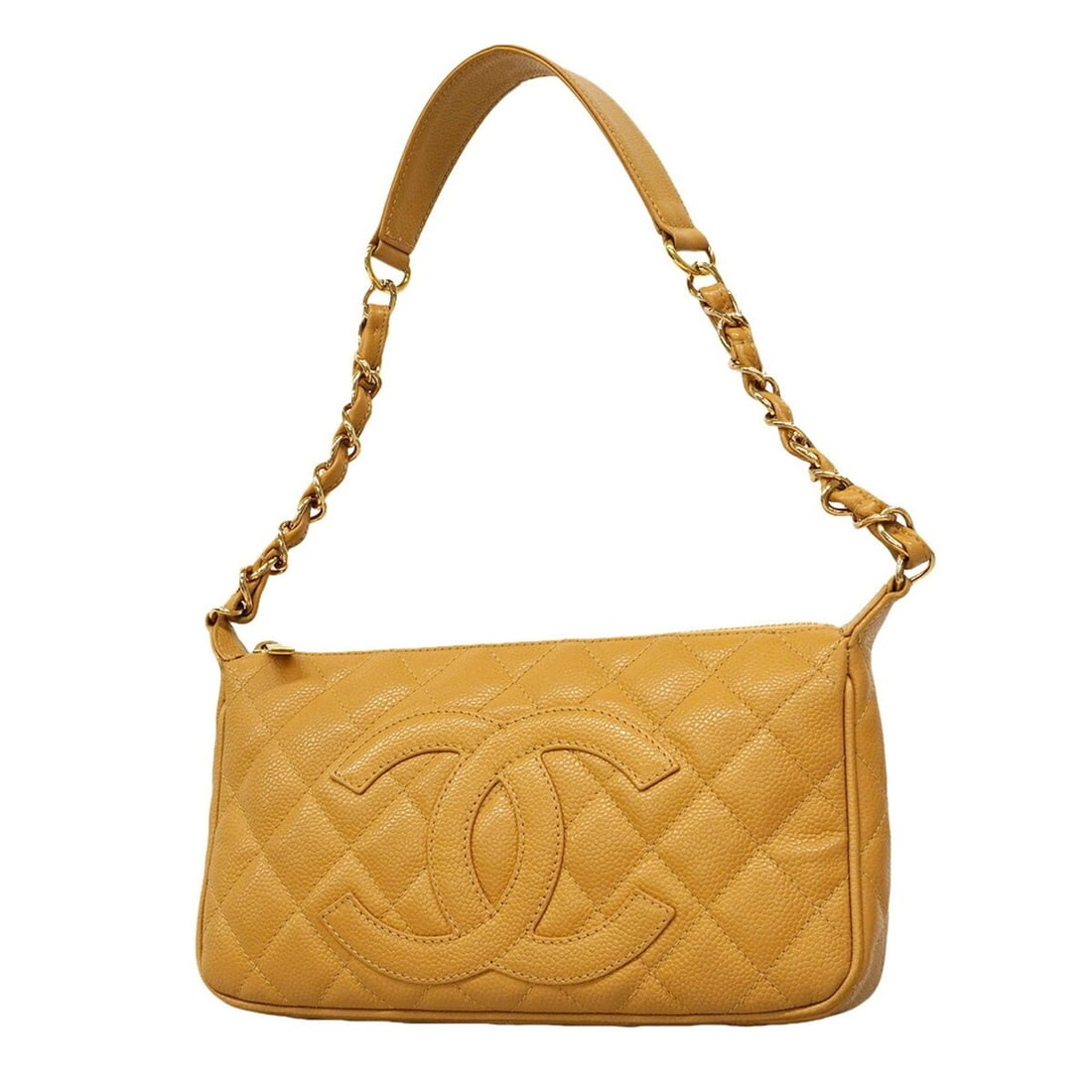 Chanel Matelassé Chain Shoulder Bag, Caviar Leather, Brown, Women's: --- Catalog ---Category: SizeSize (HxWxD): 14.5cm x 25cm x 4.5cm / 5.7'' x 9.84'' x 1.77''Category: DesignType: Shoulder bagColor: BrownGender: WomenMaterial: Grained Calfskin Hardware Color: GoldCate
