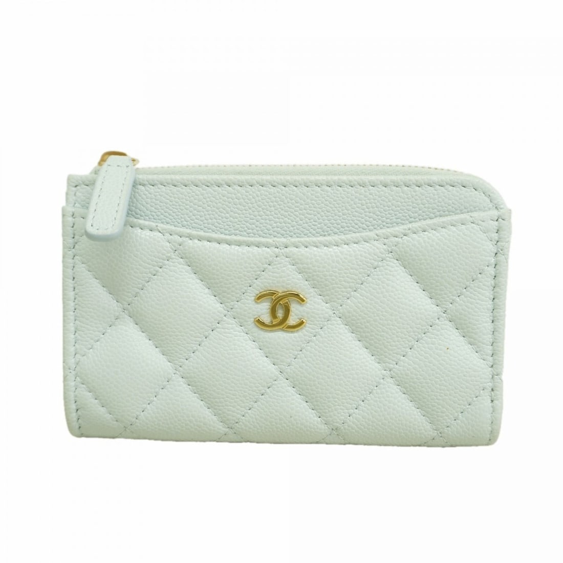 Chanel Matelassé Caviar Leather Wallet/Coin Case, Light Blue/Champagne, Women's: --- Catalog ---Category: SizeSize (HxWxD): 8.5cm x 13cm x 2cm / 3.34'' x 5.11'' x 0.78''Category: DesignType: Coin purse/coin caseColor: Light blueGender: WomenMaterial: Grained Calfskin Category: Gen