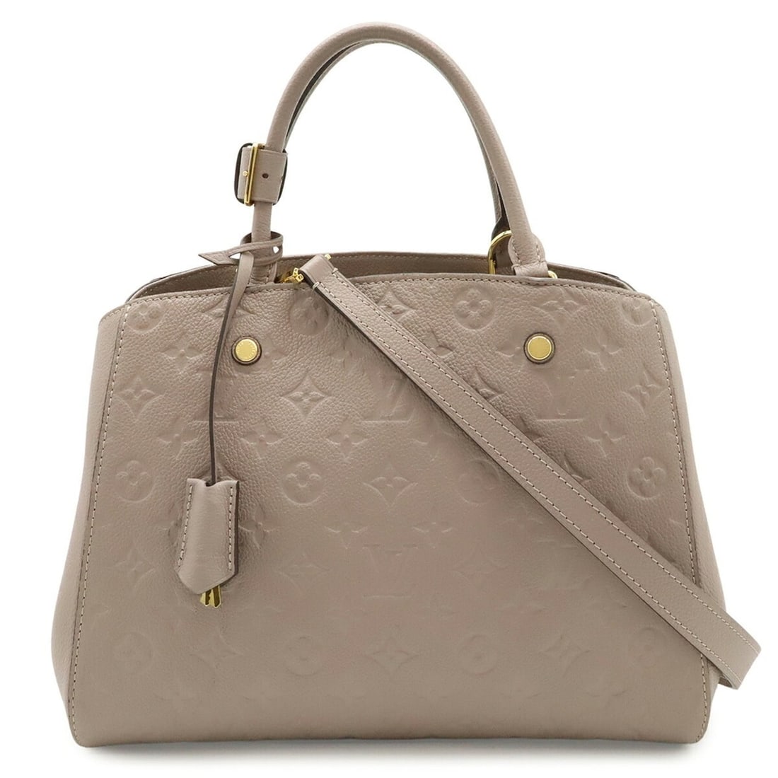 LOUIS VUITTON Louis Vuitton Monogram Empreinte Montaigne MM Handbag Shoulder Bag Pink Greige M41682 (1 of 10)