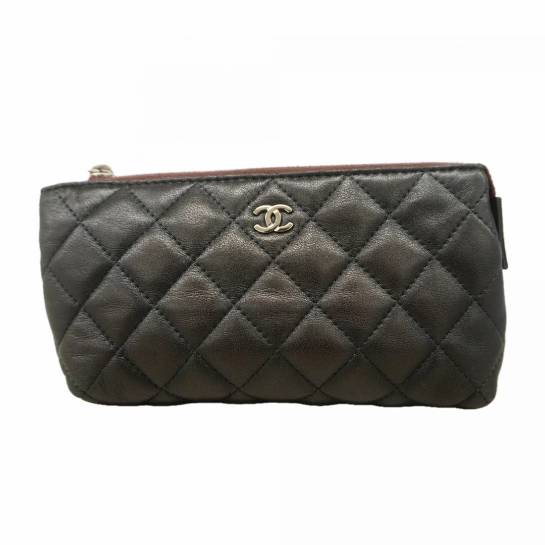 Chanel Matelassé Lambskin Bag/Pouch, Black, Women's: --- Catalog ---Category: SizeSize (HxWxD): 10cm x 17cm x 5cm / 3.93'' x 6.69'' x 1.96''Category: DesignType: PouchColor: BlackGender: WomenMaterial: Leather Hardware Color: SilverLeather/Fur Type: Lam