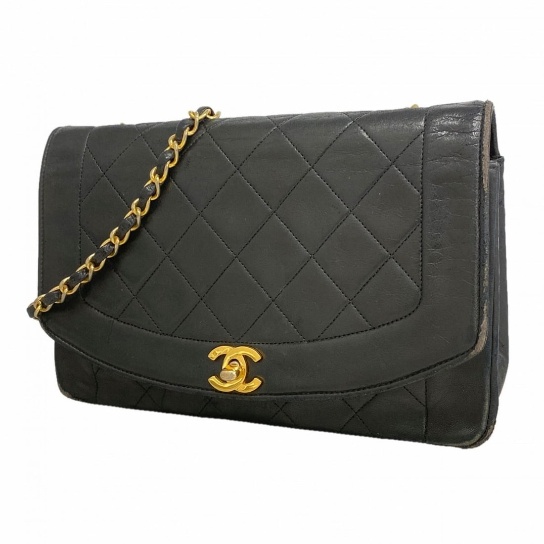 Chanel Diana Chain Shoulder Bag, Lambskin, Black, Women's: --- Catalog ---Category: SizeSize (HxWxD): 17cm x 25cm x 6.5cm / 6.69'' x 9.84'' x 2.55''Category: DesignType: Shoulder bagColor: BlackGender: WomenMaterial: Leather Hardware Color: GoldLeather/Fur Ty