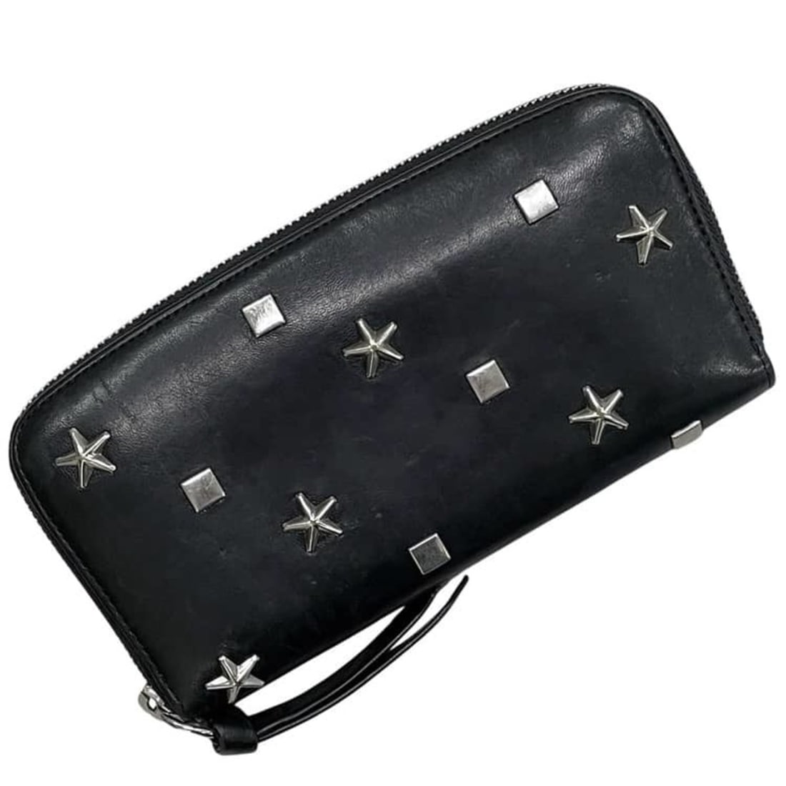 Jimmy Choo Round Long Wallet, Black Leather, 9SVY1R, JIMMY CHOO Star: --- Catalog ---Category: SizeSize (HxWxD): 10.5cm x 19.5cm x 2cm / 4.13'' x 7.67'' x 0.78''Category: DesignType: Long wallet (bi-fold)Color: BlackGender: WomenMaterial: Leather Category: GeneralBrand: