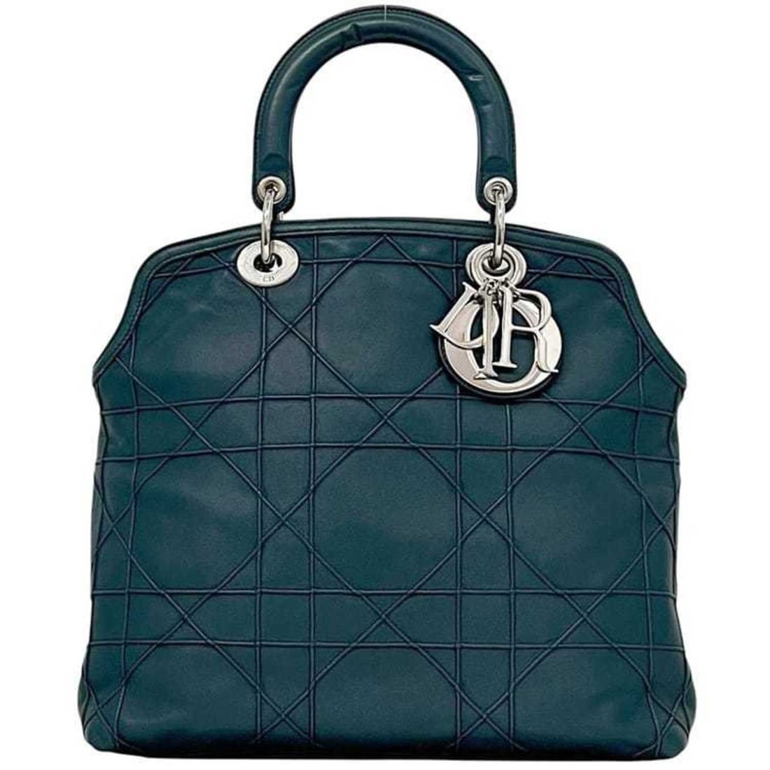 Christian Dior Granville Tote Bag, Green-Blue, Cannage Pattern, Leather Handbag, 09-MA-0171, Charm: --- Catalog ---Category: SizeSize (HxWxD): 30cm x 34cm x 15cm / 11.81'' x 13.38'' x 5.9''Category: DesignType: Handbag, Tote bagColor: Blue, GreenGender: WomenMaterial: Leather Category: GeneralLine: 