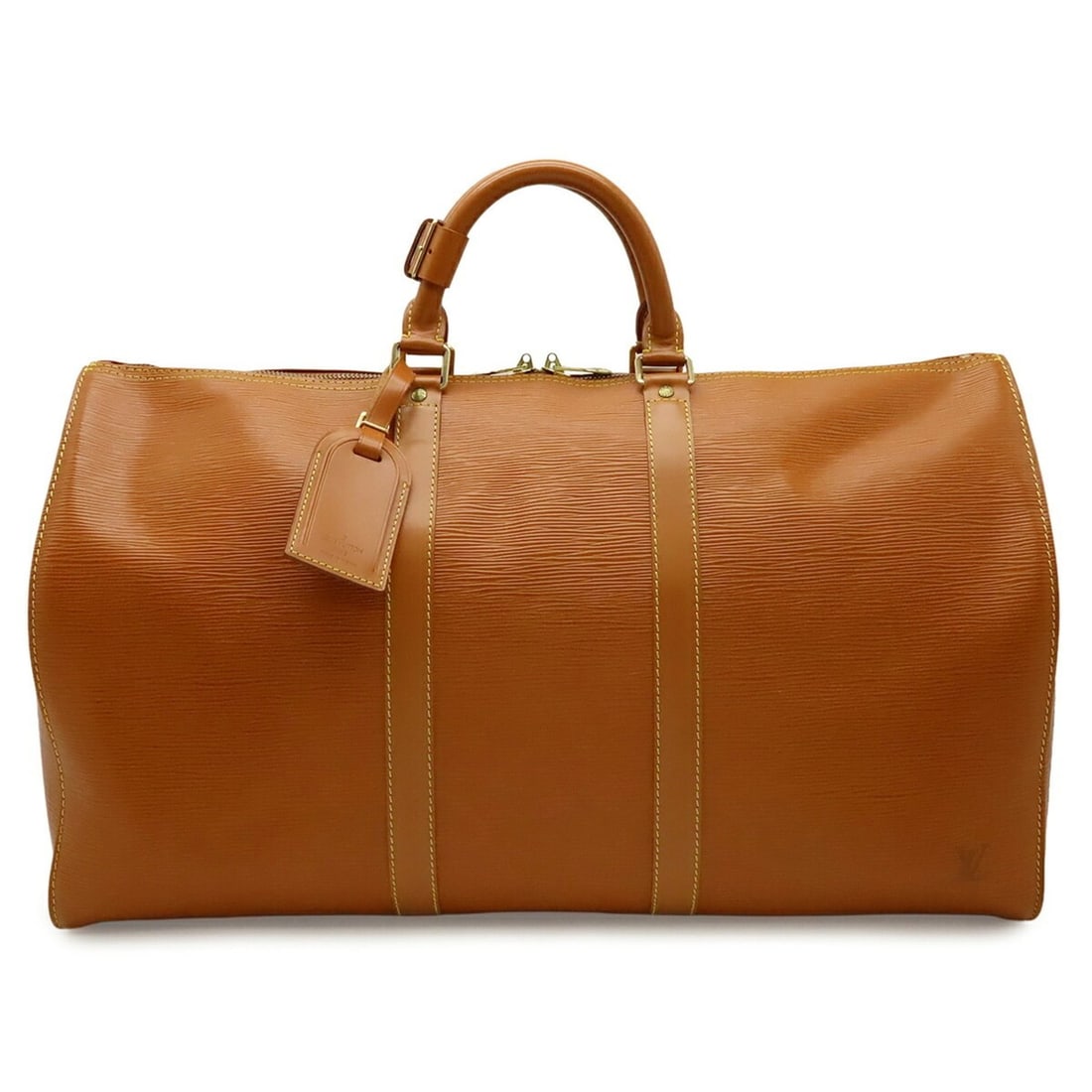LOUIS VUITTON Louis Vuitton Epi Keepall 50 Boston Bag Travel Leather Zipang Gold Camel M42968: --- Catalog ---Category: SizeSize (HxWxD): 29cm x 52cm x 22.5cm / 11.41'' x 20.47'' x 8.85''Category: DesignType: Boston bagColor: Camel, Gold CipangoGender: WomenMaterial: Epi leather Category: Gener