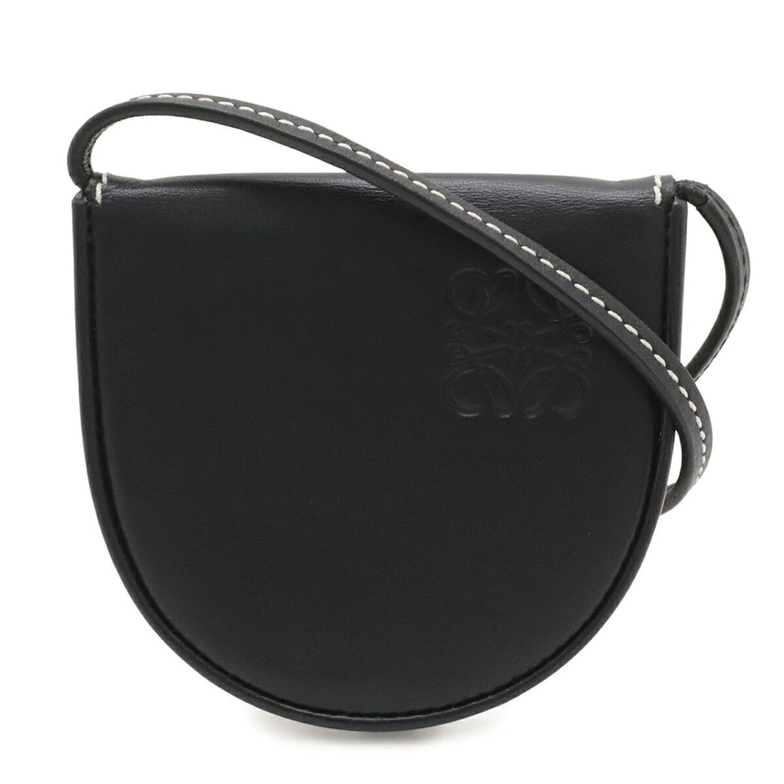 LOEWE Anagram Heel Pouch Mini Shoulder Bag, Pouch, Pochette, Calf Leather, Black, 0010180891: --- Catalog ---Category: SizeSize (HxWxD): 8cm x 8.5cm x 1.5cm / 3.14'' x 3.34'' x 0.59''Category: DesignType: Pochette, Pouch, Shoulder bagColor: BlackGender: WomenMaterial: Leather Category: General