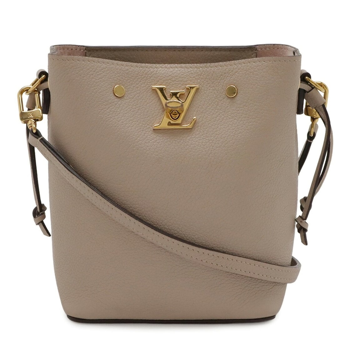 LOUIS VUITTON Nano Lockme Bucket Shoulder Bag, Leather, Beige, M69205: --- Catalog ---Category: SizeSize (HxWxD): 16cm x 12.5cm x 9cm / 6.29'' x 4.92'' x 3.54''Category: DesignType: Shoulder bagColor: BeigeGender: WomenMaterial: Leather Category: GeneralMPN: M69205Brand: