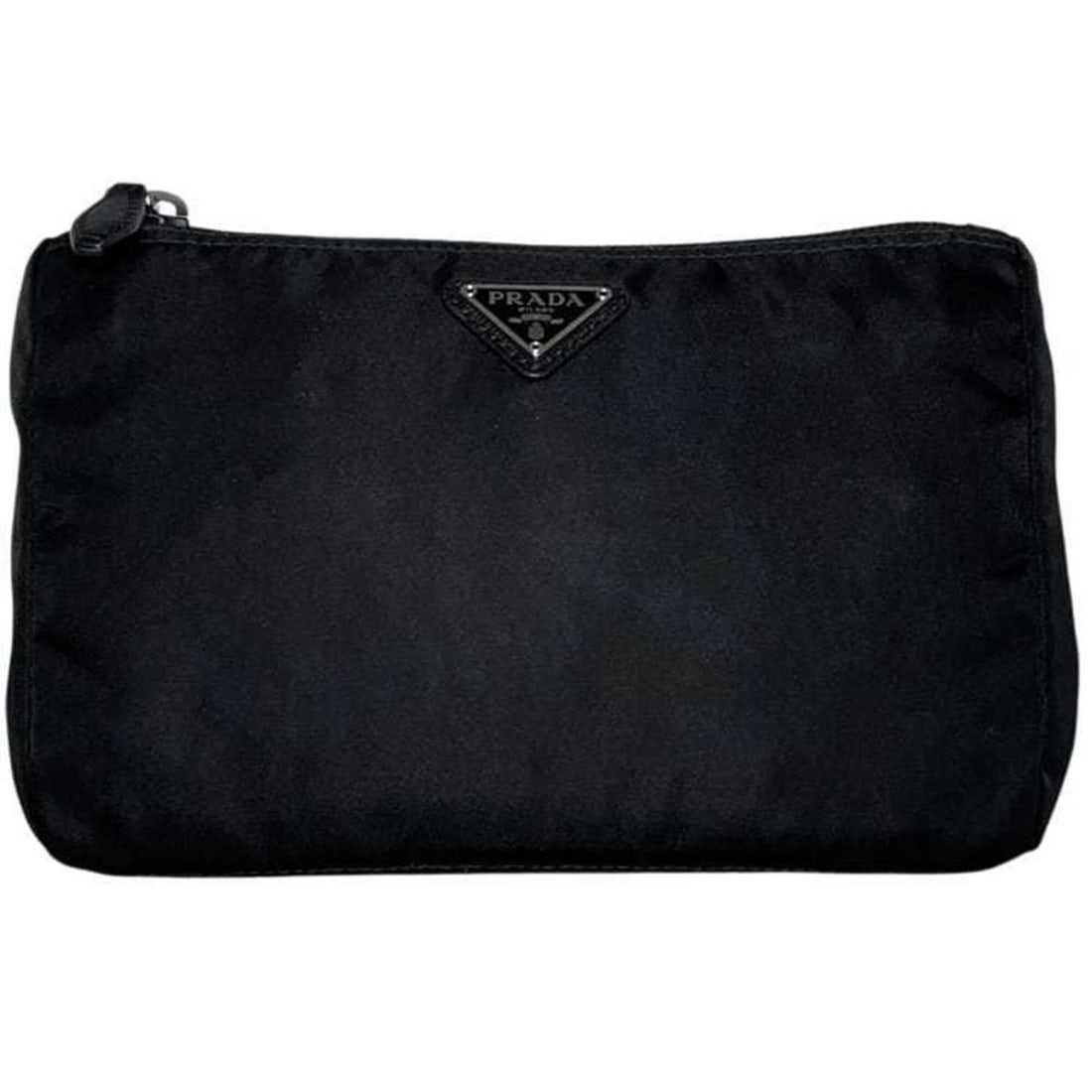 Prada pouch, black (NERO), Tessuto nylon, 1NA011, 165, PRADA triangular plate.: --- Catalog ---Category: SizeSize (HxWxD): 13cm x 20cm x 7.5cm / 5.11'' x 7.87'' x 2.95''Category: DesignType: PouchColor: Black, NeroGender: WomenMaterial: Nylon Category: GeneralBrand: Prada--- Item