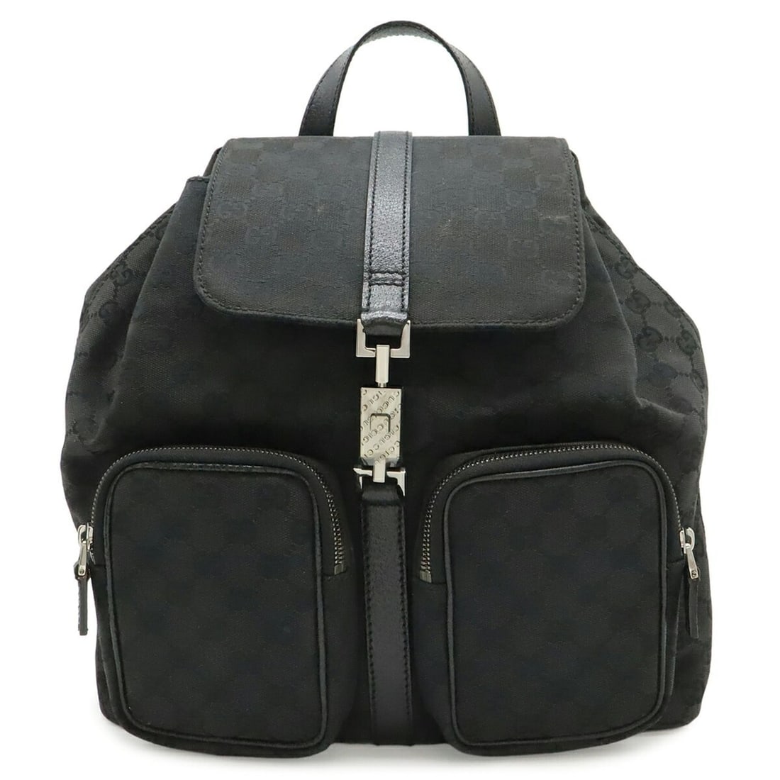 GUCCI GG Canvas Jackie Line Backpack, Leather, Black, 114552: --- Catalog ---Category: SizeSize (HxWxD): 30cm x 30cm x 11cm / 11.81'' x 11.81'' x 4.33''Category: DesignType: BackpackColor: BlackGender: WomenMaterial: GG canvas Category: GeneralMPN: 114552Brand: 