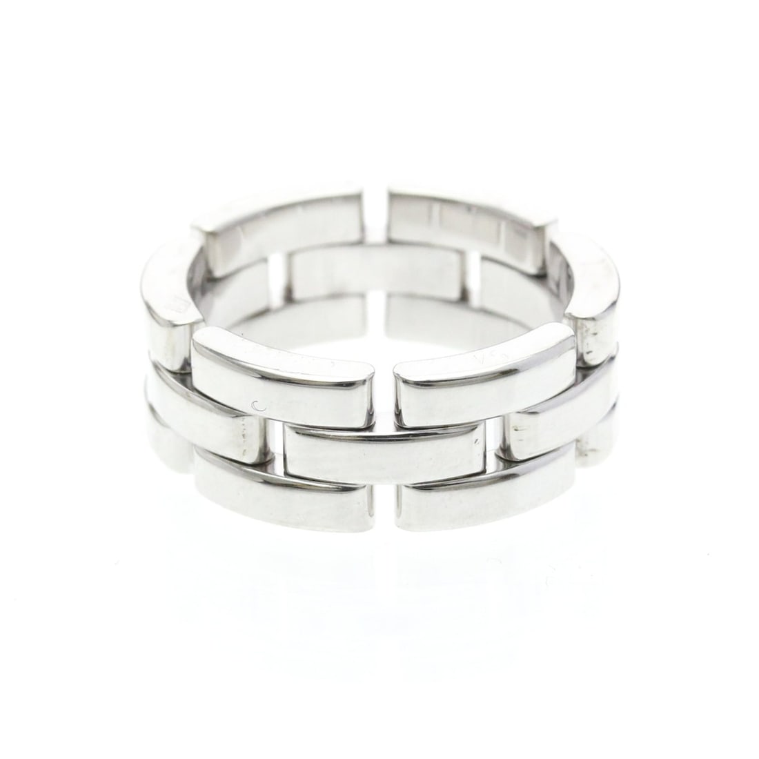 Cartier Maillon Panthère Ring White Gold (18K) Fashion No Stone Band Ring Silver: --- Catalog ---Category: SizeWidth: 7.9mm / 0.31''Weight: 14.5g / 0.51oz.JP Size: 14US Size: 6 3/4Brand Size: 54Category: DesignType: Band ringColor: SilverMetal: White GoldStone: No StoneStyle: Fashi
