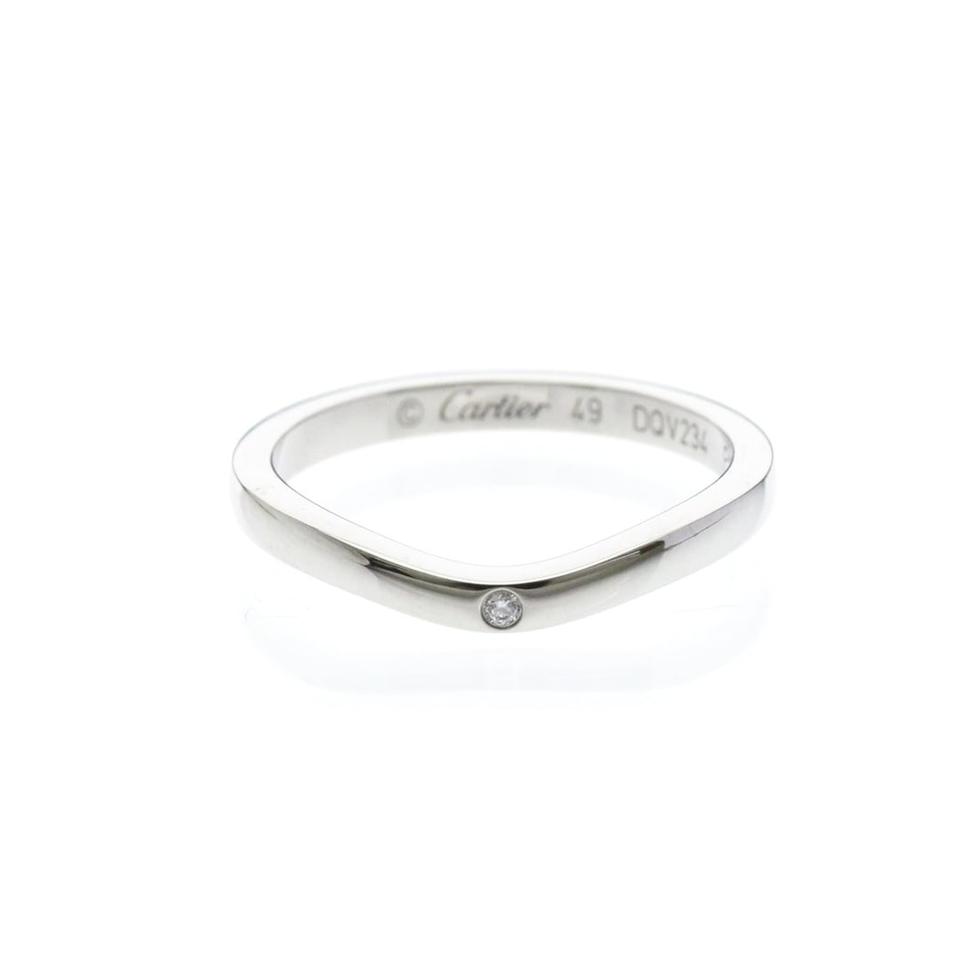 Cartier Ballerina Wedding Ring With 3 Diamonds Platinum Fashion Diamond Band Ring Silver: --- Catalog ---Category: SizeWidth: 2mm / 0.08''Weight: 3.3g / 0.11oz.JP Size: 9US Size: 4 3/4Brand Size: 49Category: DesignType: Band ringColor: SilverMetal: PlatinumStone: DiamondStyle: FashionGende