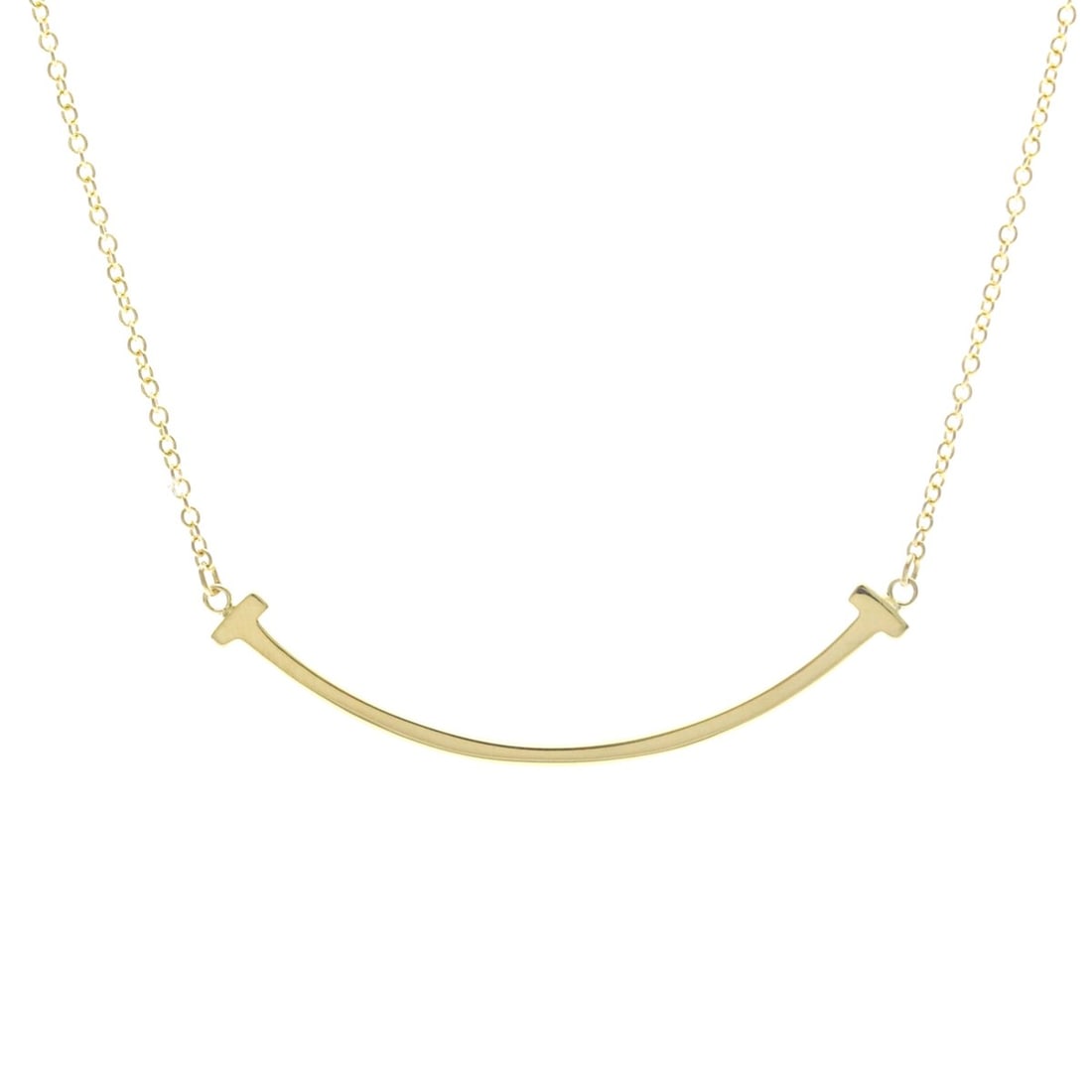 Tiffany Tiffany T Smile Small Size Necklace Yellow Gold (18K) No Stone Men,Women Fashion Necklace: --- Catalog ---Category: SizeWeight: 2.9g / 0.1oz.Neck Circumference: 40.5 cm - 45.5 cm / 15.94'' - 17.91''Category: DesignColor: GoldMetal: GoldStone: No StoneStyle: FashionGender: Men,WomenMaterial: