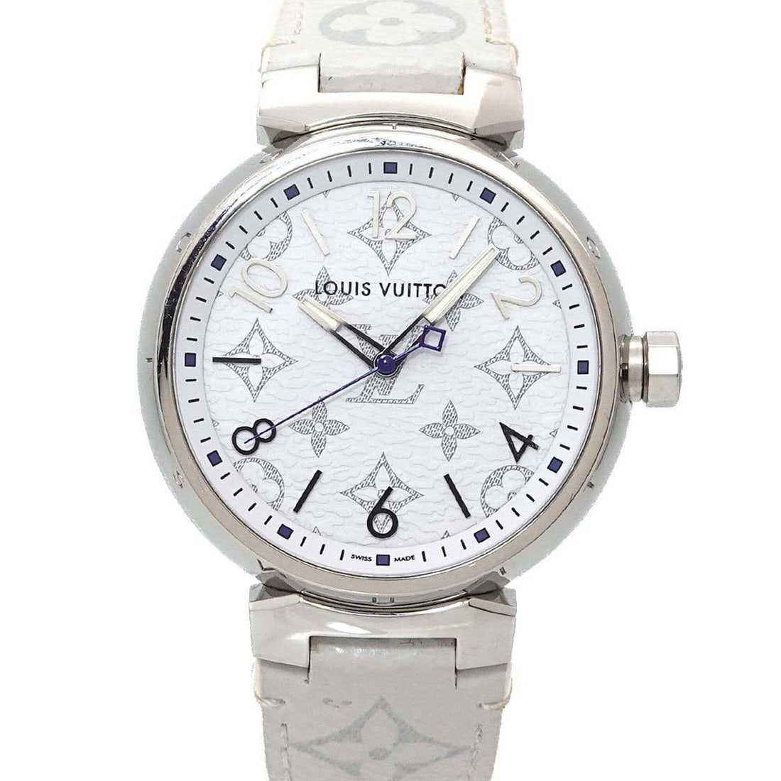 Louis Vuitton Tambour GM Monogram White QA114 Men's Watch Quartz: --- Catalog ---Category: SizeWrist Size: 12.5cm - 16.5cm / 4.92'' - 6.49''Case Diameter: 41mm / 1.61''Category: DesignType: WristwatchGender: MenColor (Dial): WhiteMaterial (Band): LeatherMaterial (Ca