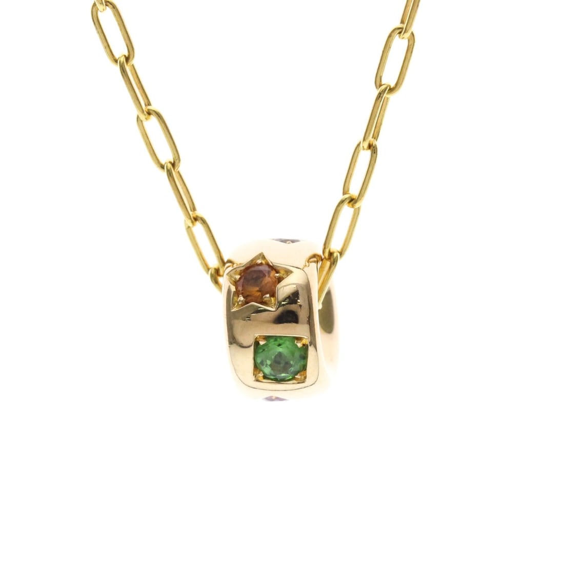 Pomellato Iconica Color Pendant Yellow Gold (18K) Sapphire,Tanzanite Men,Women Fashion Necklace: --- Catalog ---Category: SizeWeight: 8g / 0.28oz.Pendant Size: 9.8mm x 5.5mm / 0.38'' x 0.21''Neck Circumference: 41.5 cm - 46 cm / 16.33'' - 18.11''Category: DesignColor: GoldMetal: GoldStone: Sapphi