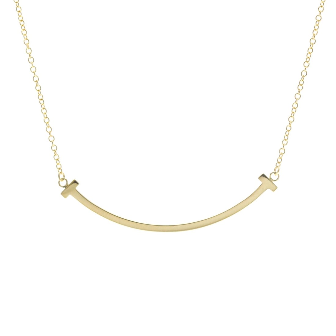 Tiffany Tiffany T Smile Small Size Necklace Yellow Gold (18K) No Stone Women,Men Fashion Necklace: --- Catalog ---Category: SizeWeight: 2.9g / 0.1oz.Neck Circumference: 40.5 cm - 45.5 cm / 15.94'' - 17.91''Category: DesignColor: GoldMetal: GoldStone: No StoneStyle: FashionGender: Women,MenMaterial: